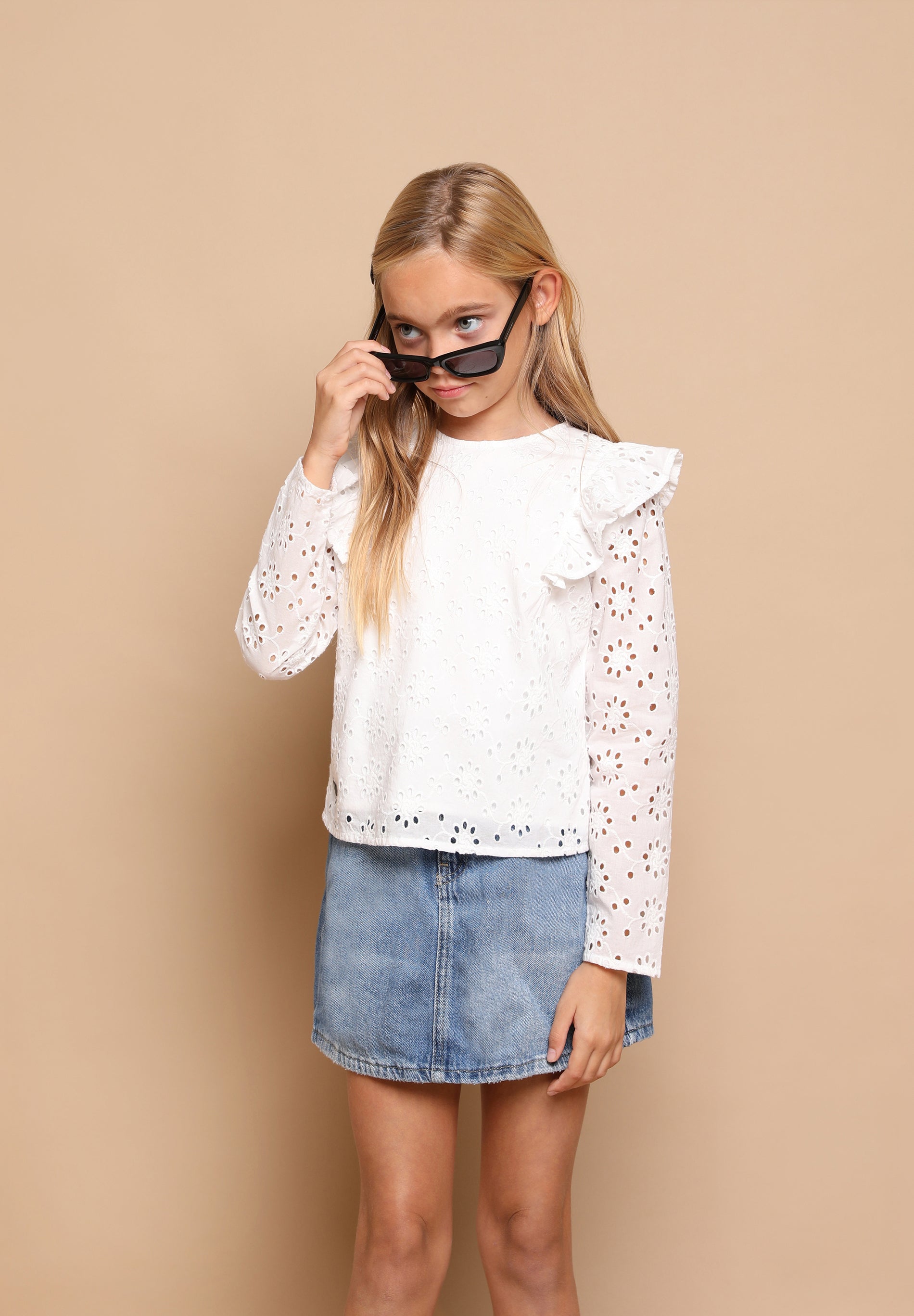 BLOUSE WITH PERFORATED EMBROIDERY