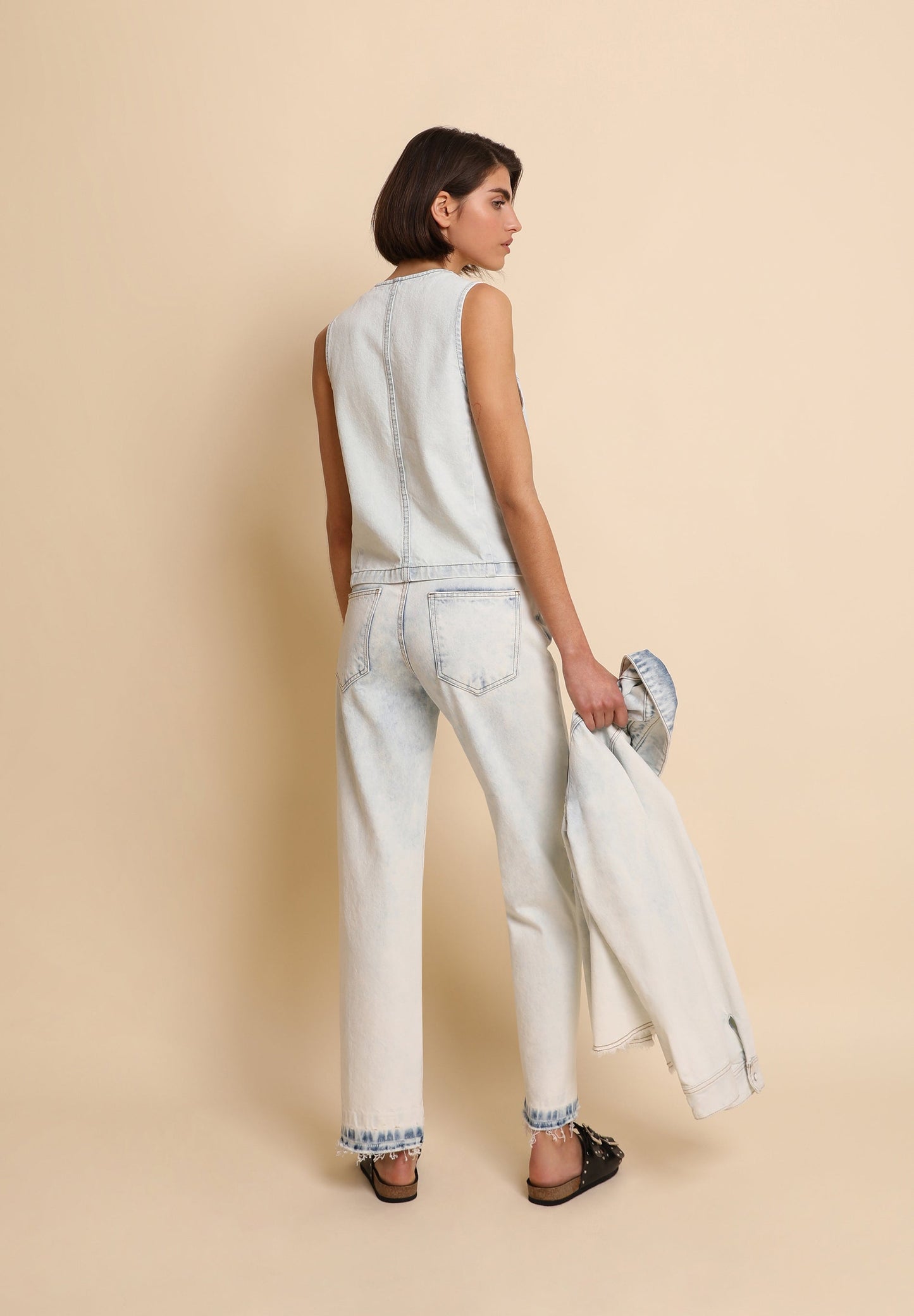 FADED DENIM TROUSERS