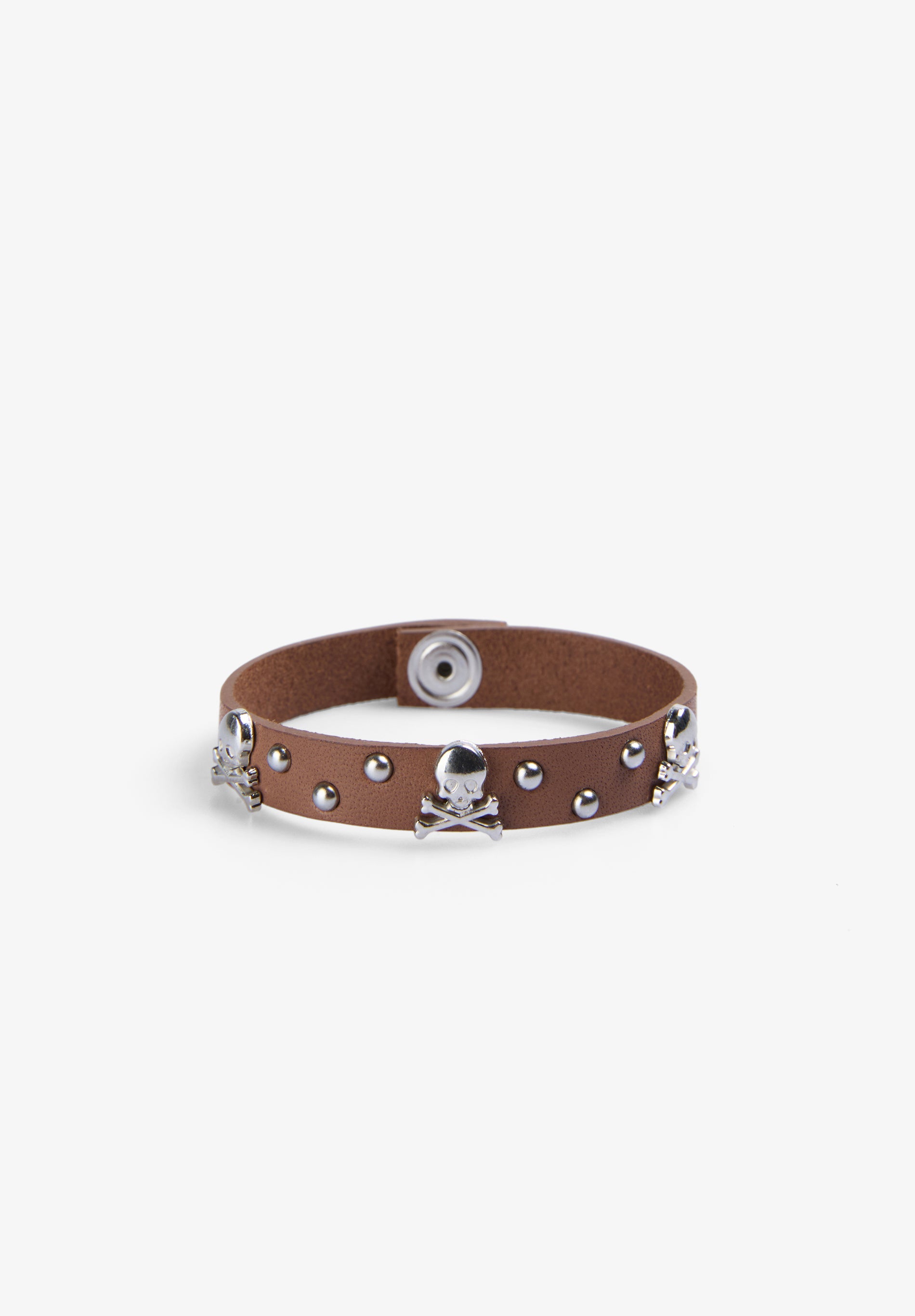 SKULL AND STUD LEATHER BRACELET