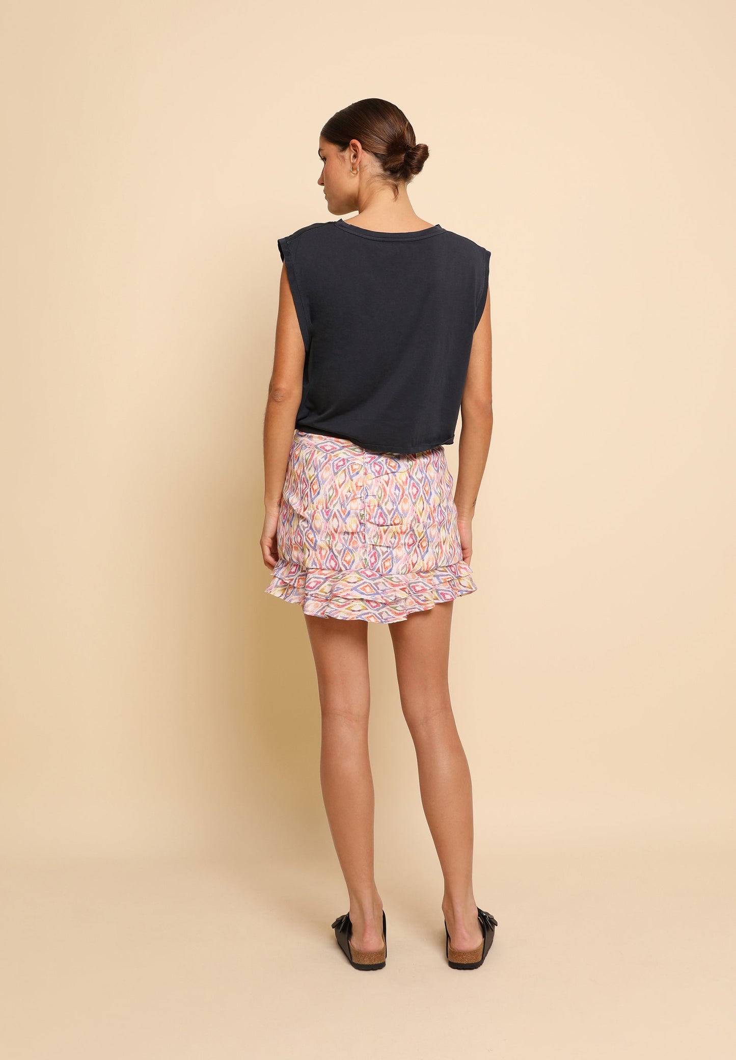 LINEN MINI SKIRT WITH RUFFLES