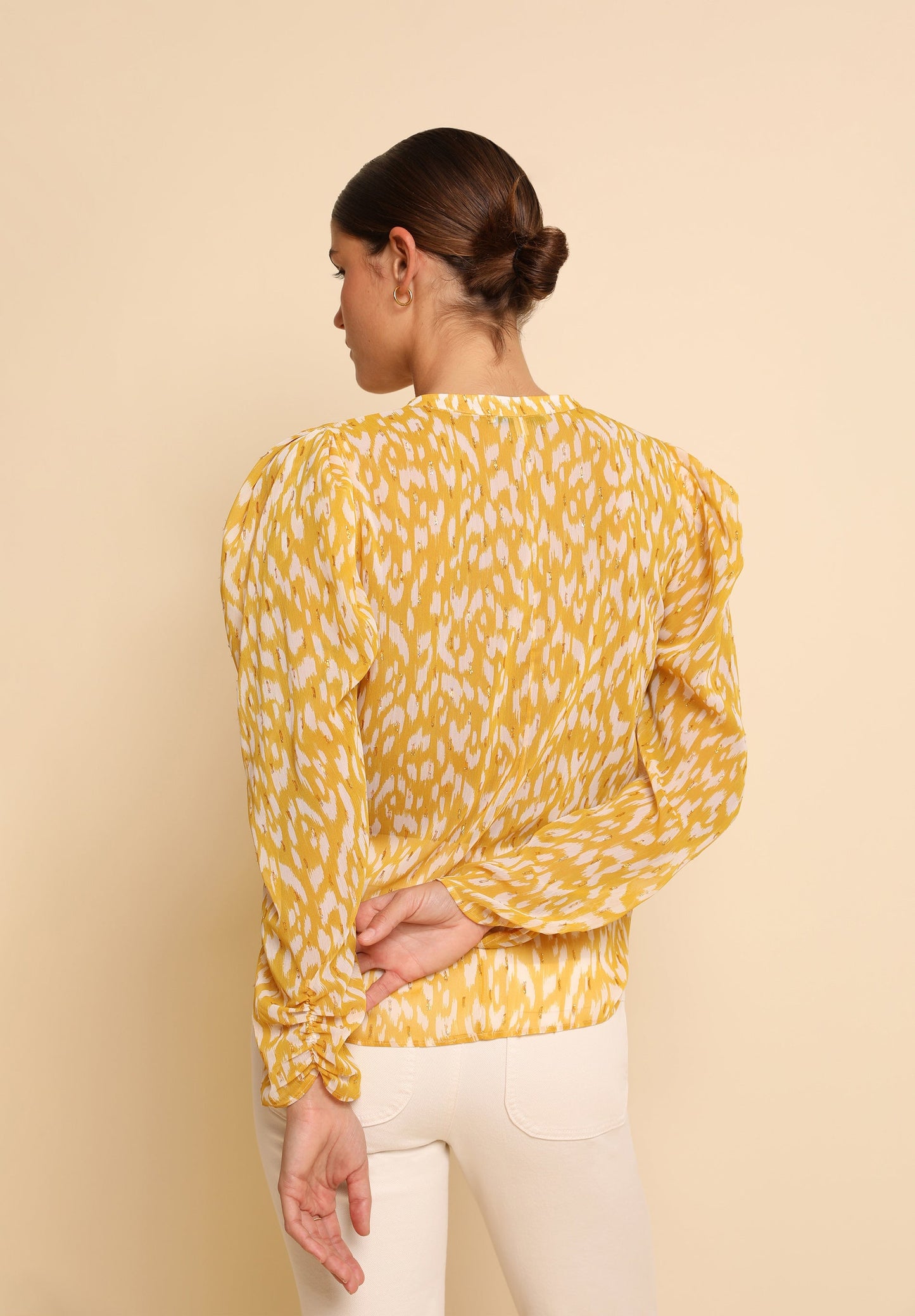 GATHERED PRINT BLOUSE