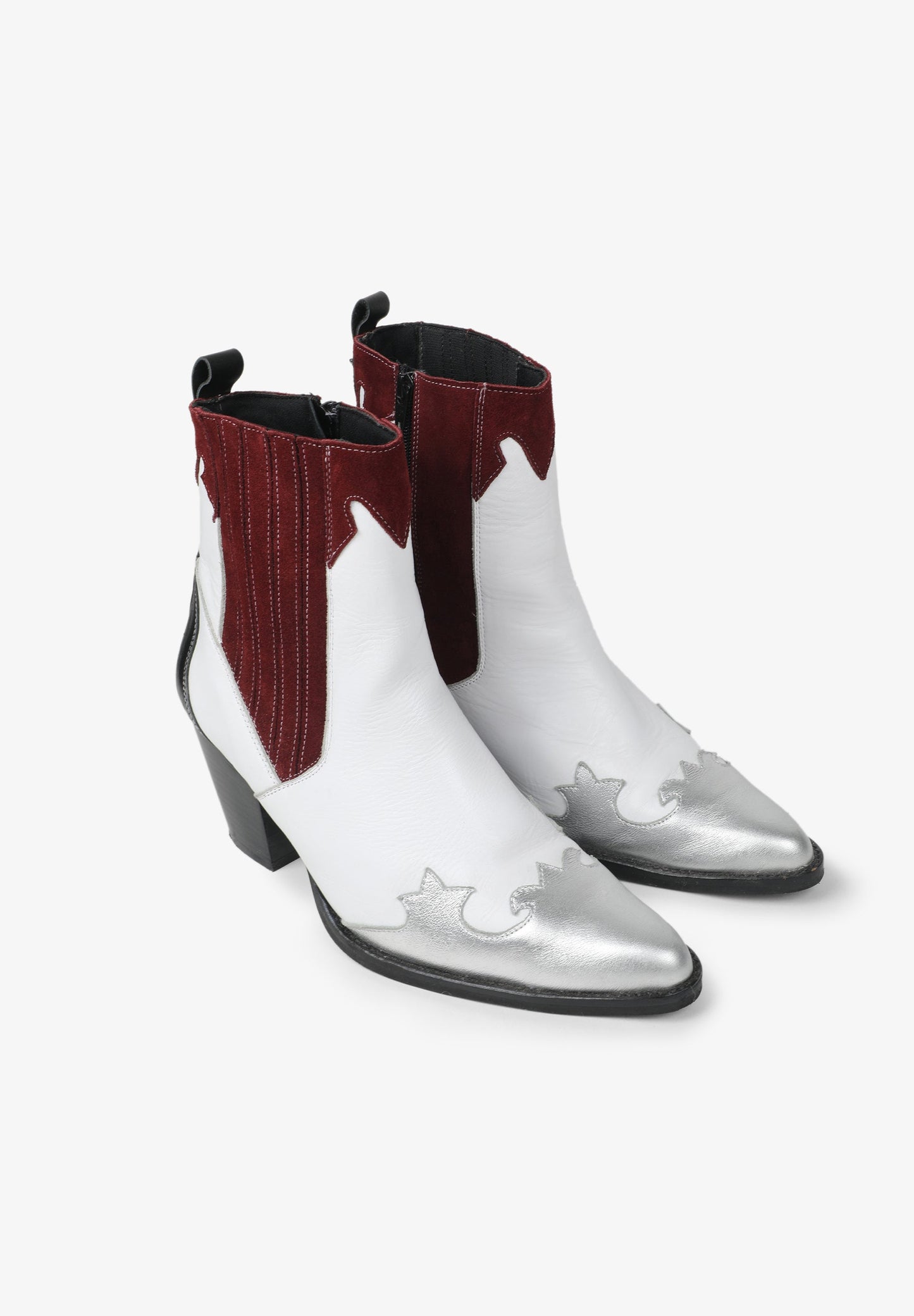 CONTRAST COWBOY ANKLE BOOTS