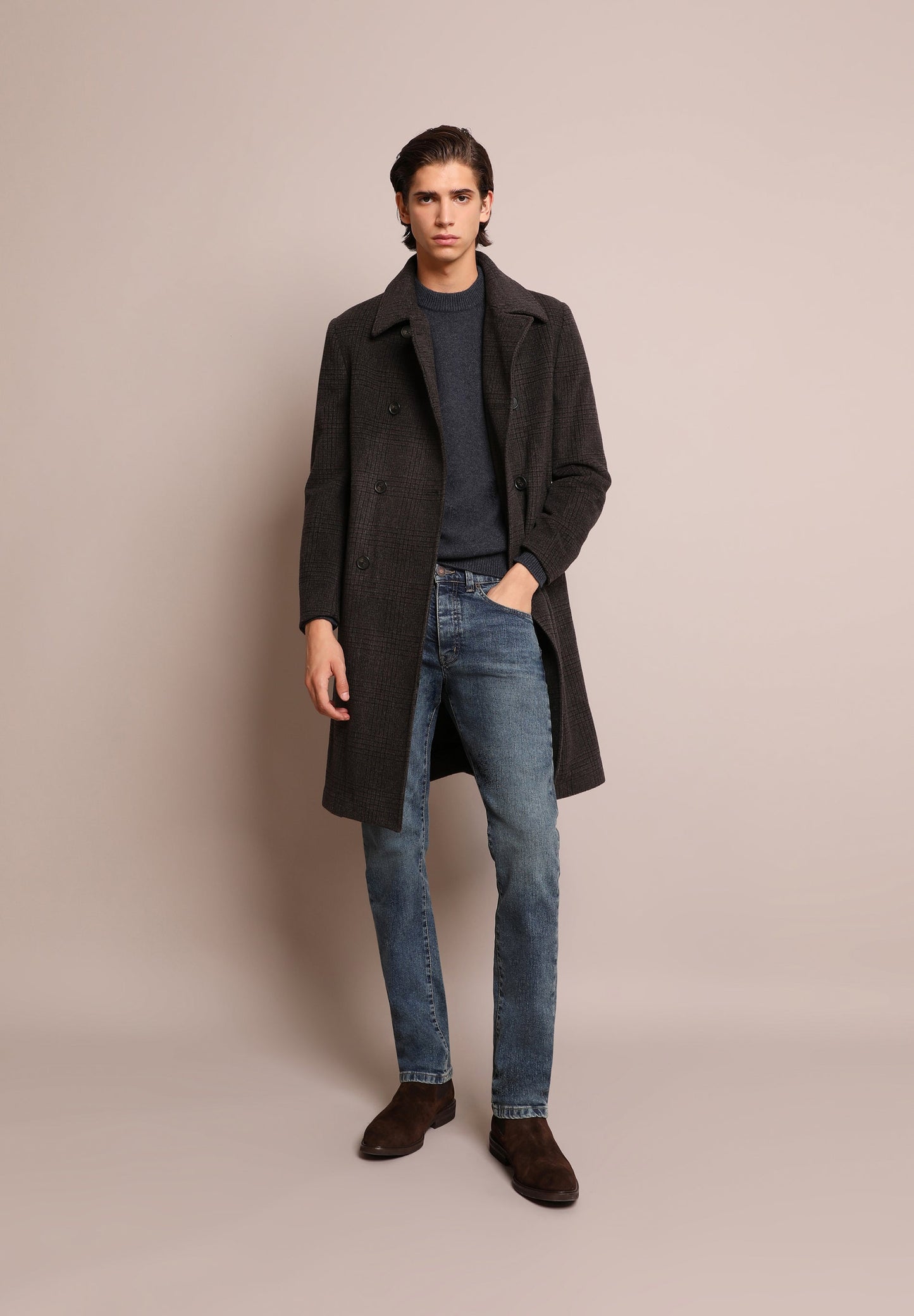 CHECK WOOL COAT