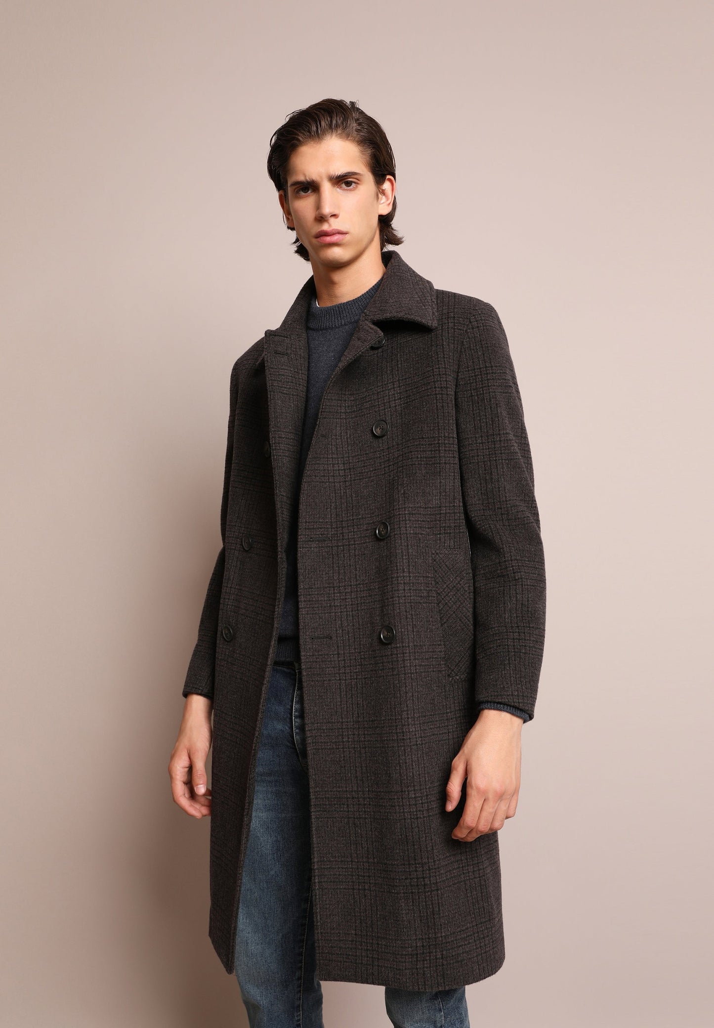 CHECK WOOL COAT