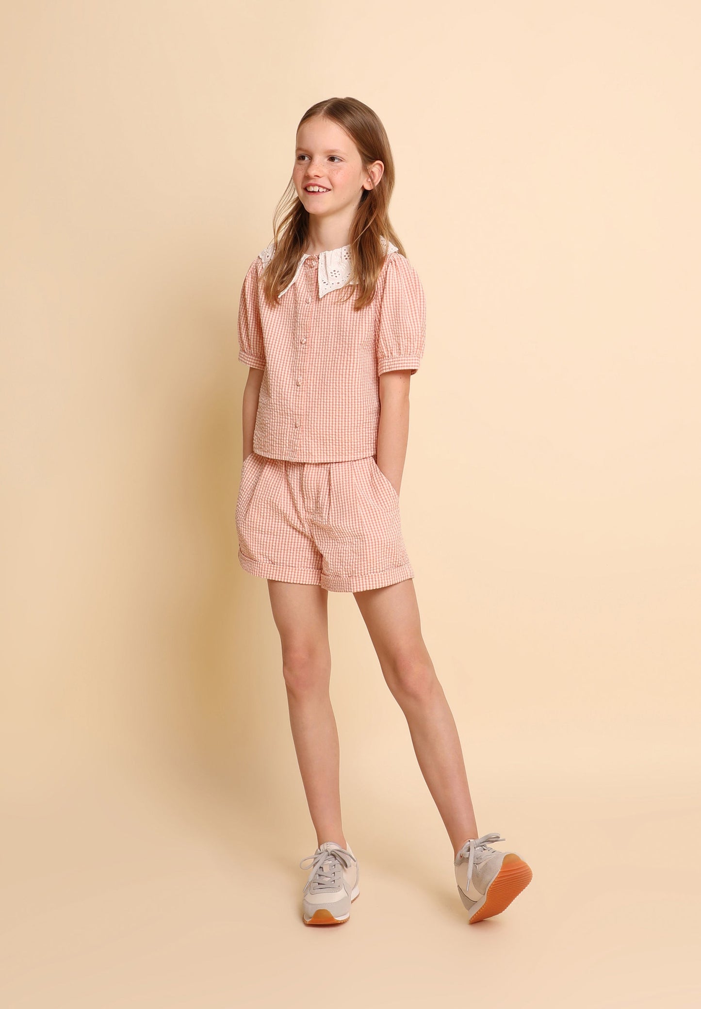 GINGHAM SHIRT WITH PETER PAN COLLAR