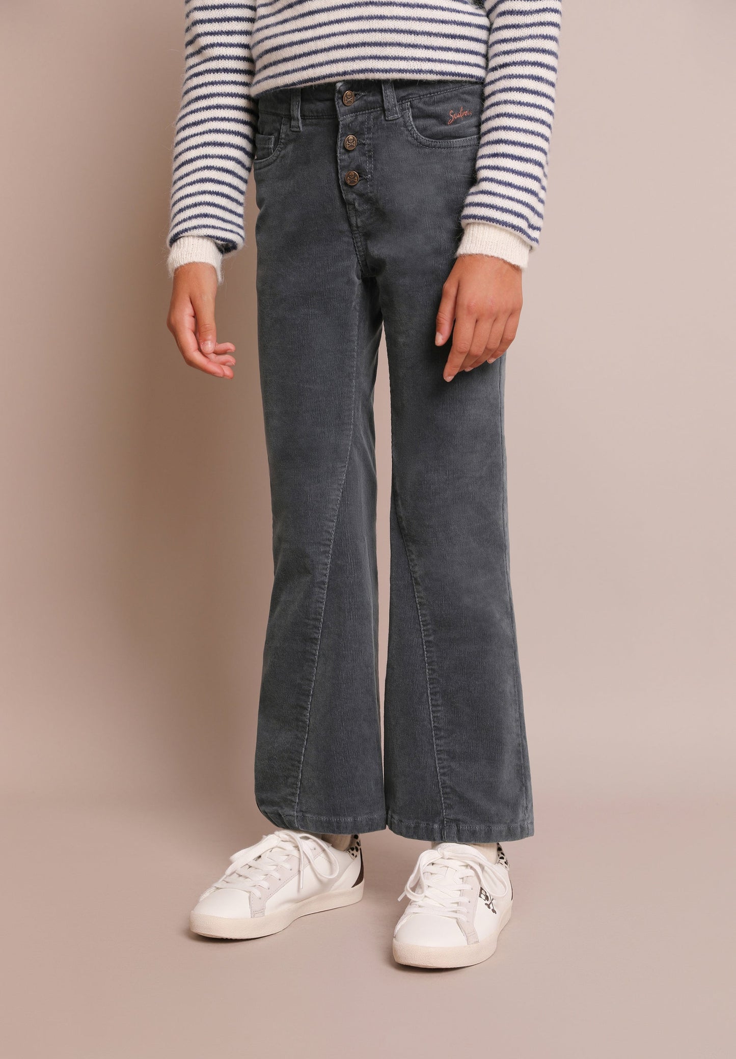 CORDUROY FLARE TROUSERS WITH BUTTONS