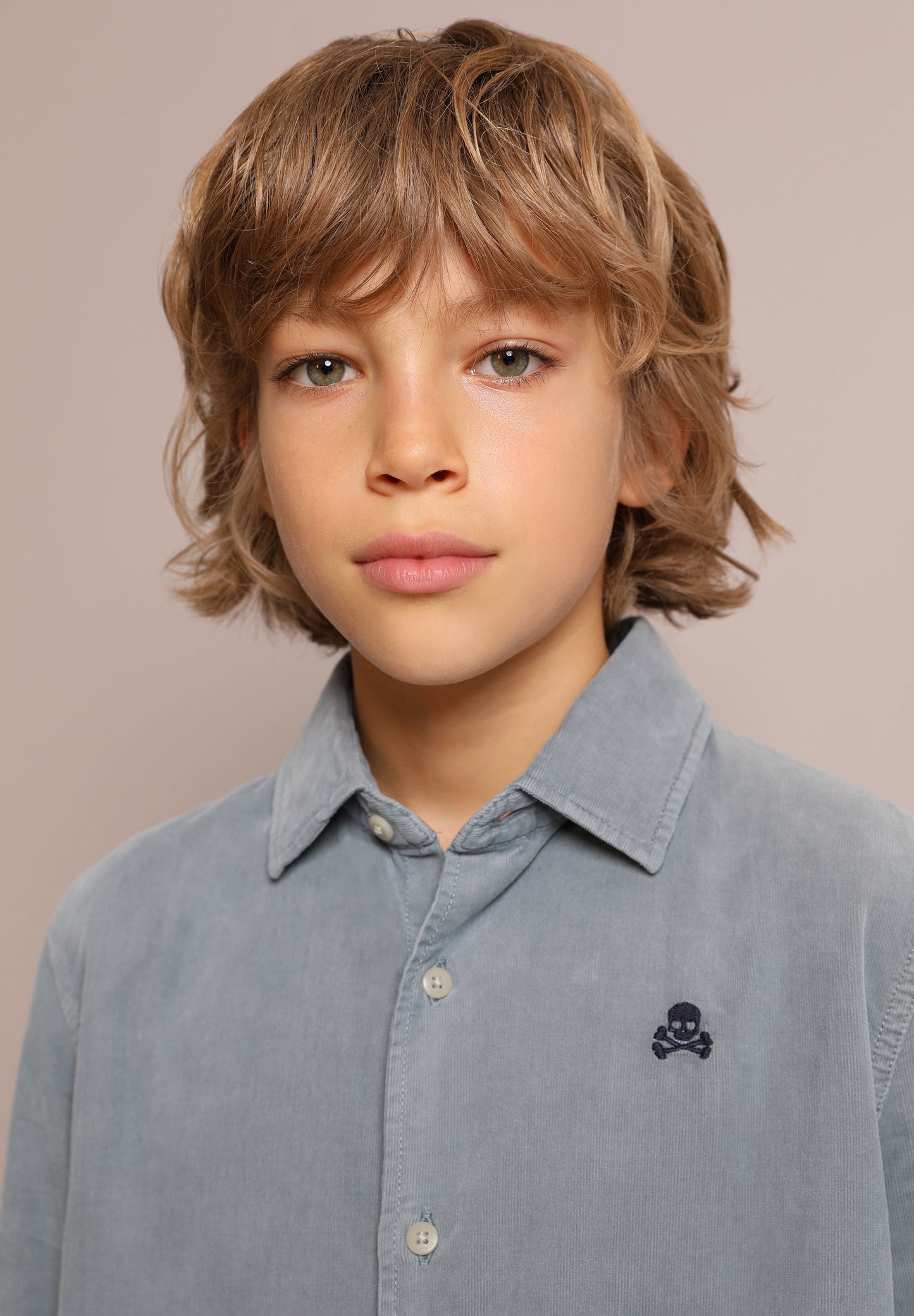 CORDUROY SHIRT WITH CONTRAST SKULL