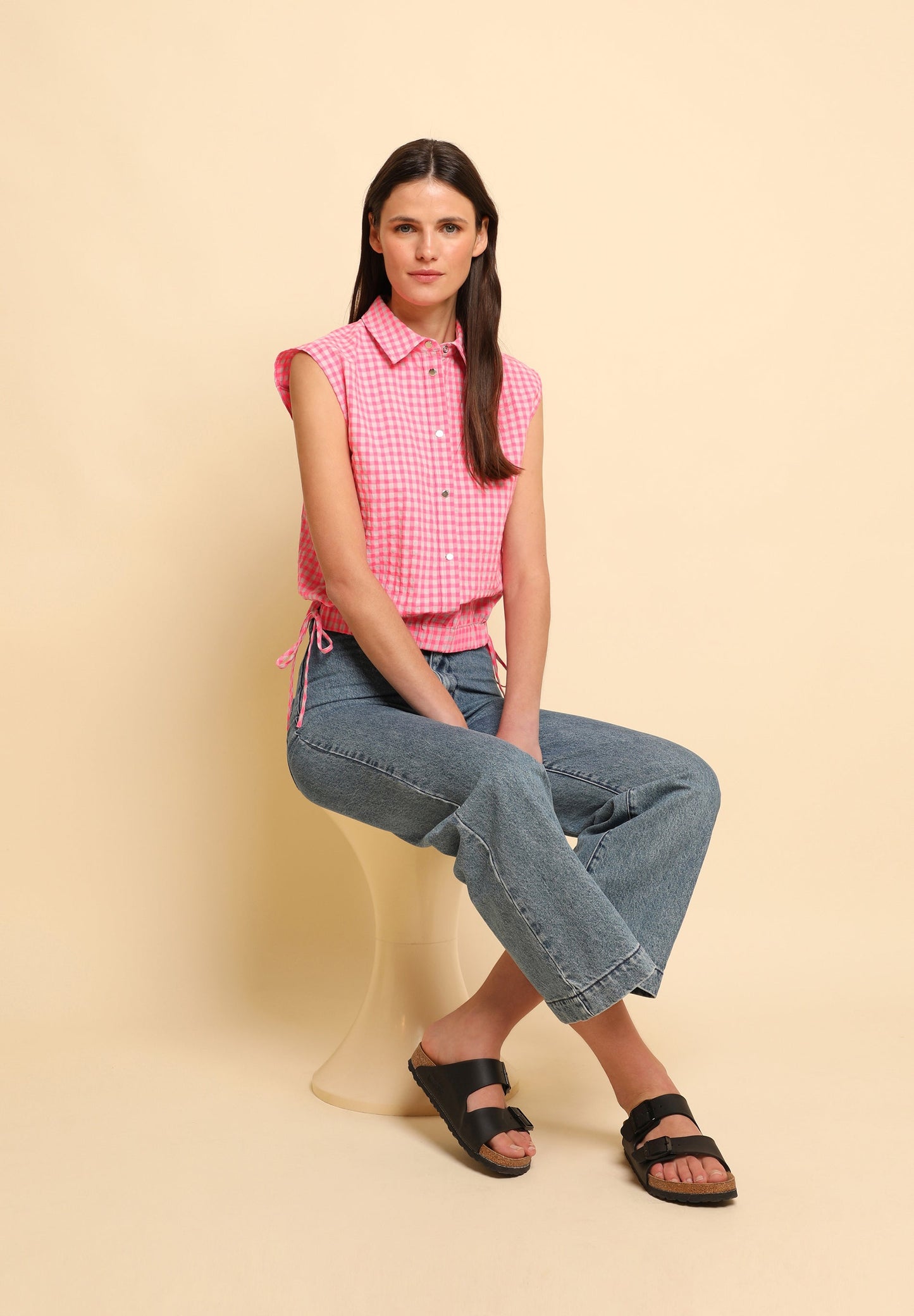 GATHERED STRIPED SHIRT