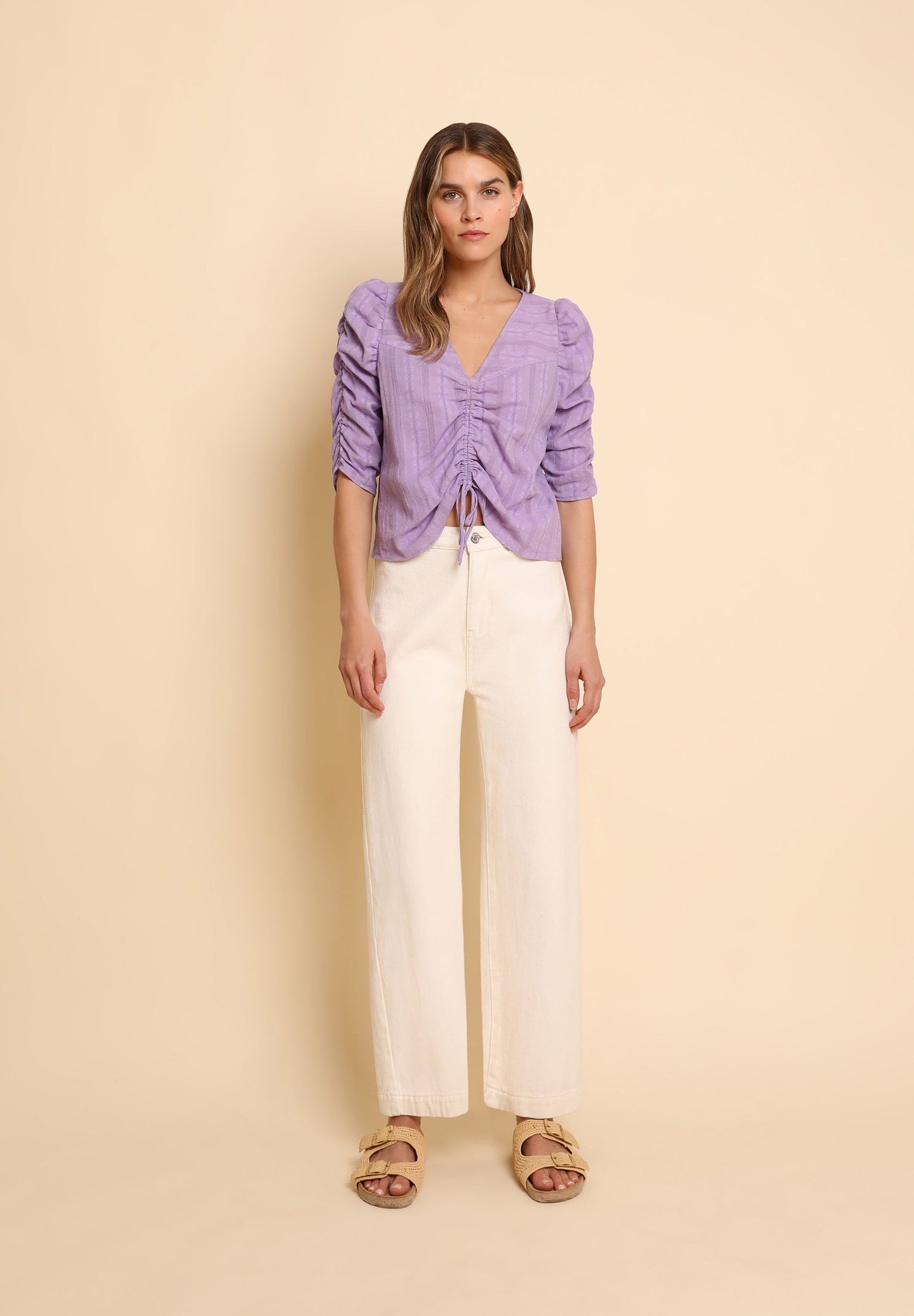 GATHERED STRIPED BLOUSE