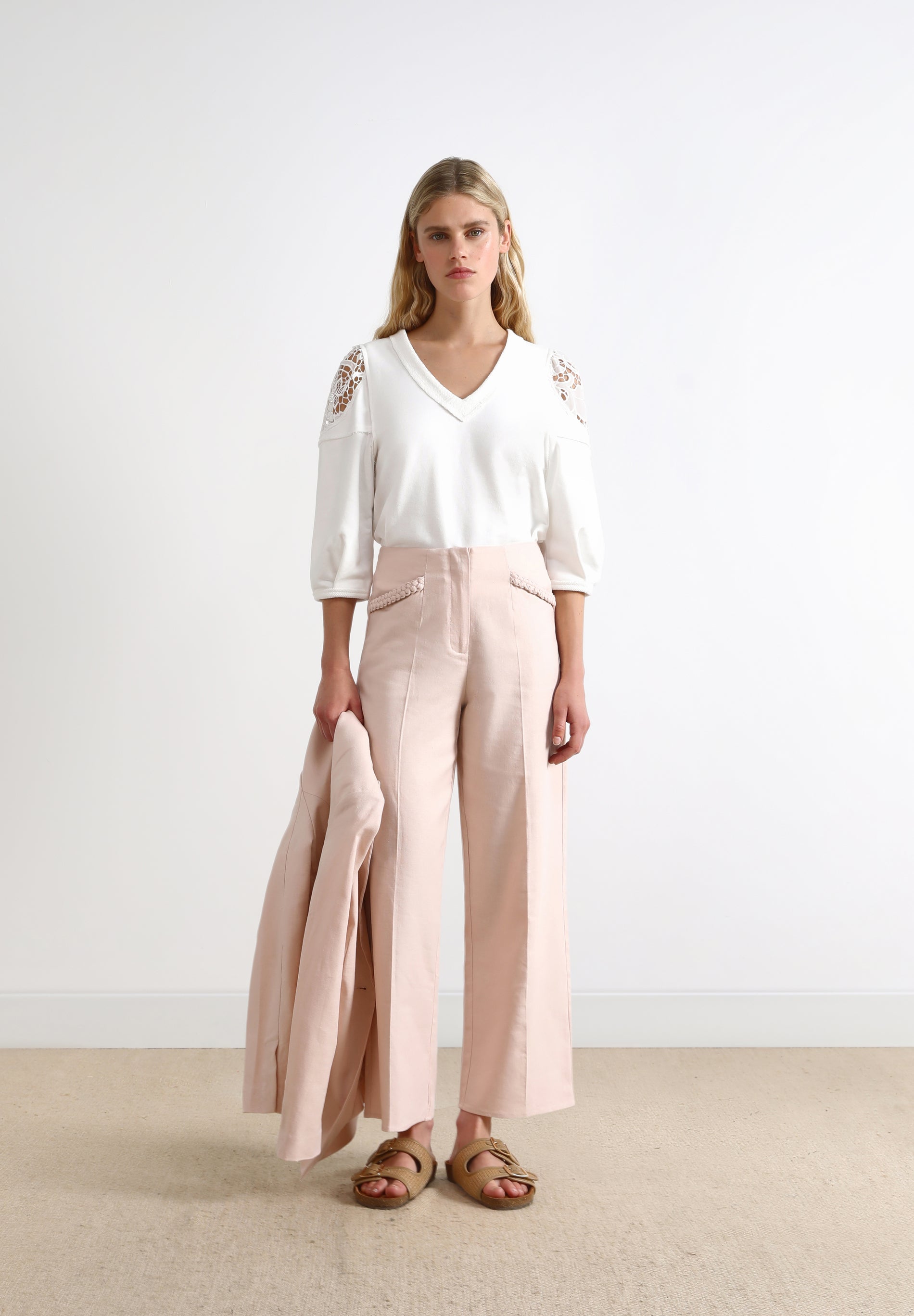 AllSaints Aleida Tri Ankle Grazer Trousers Pale Orchid Pink at John Lewis   Partners