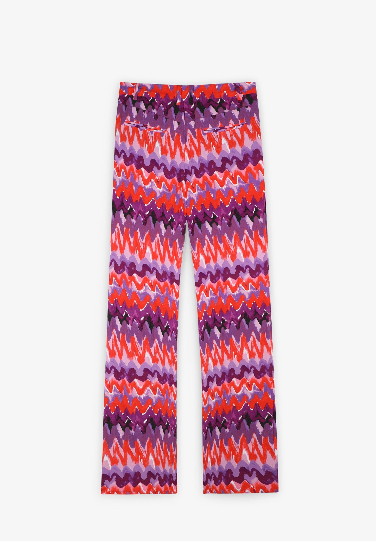 WAVED PRINT FLARED TROUSERS