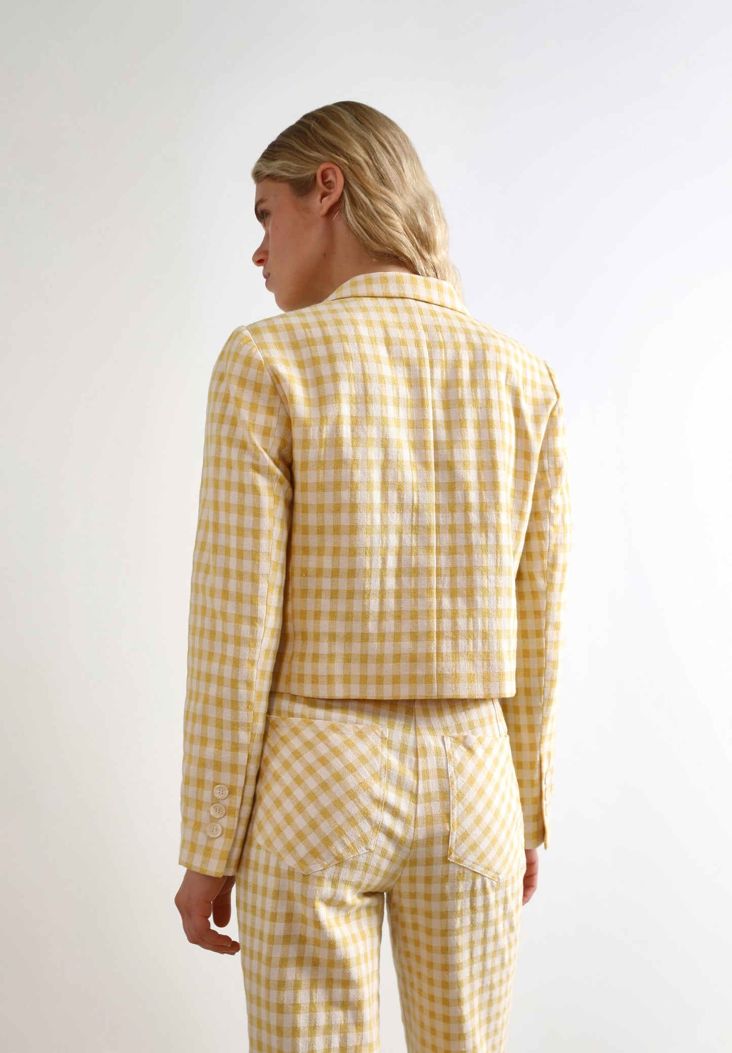 CROPPED GINGHAM BLAZER