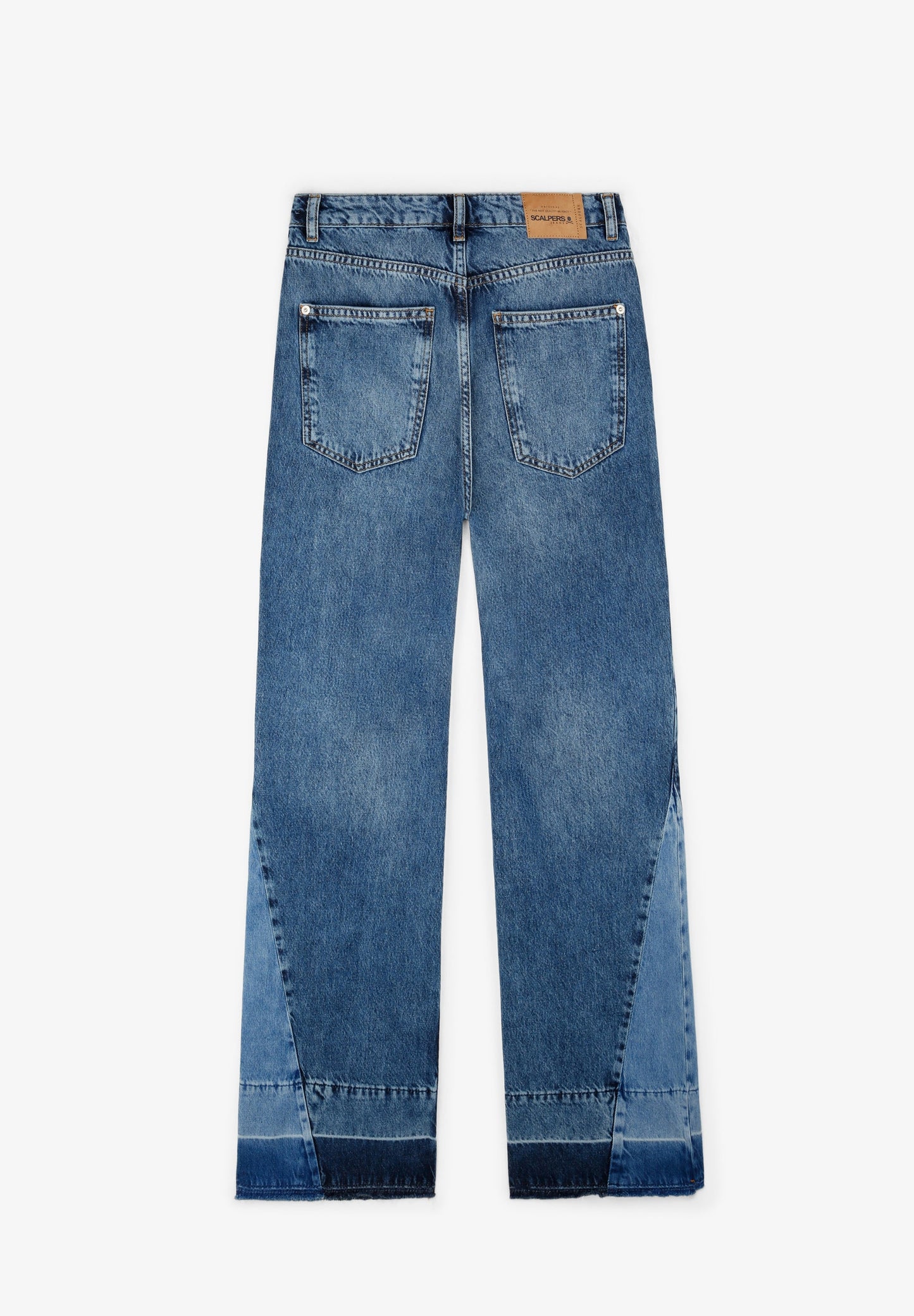 FLARED JEANS WITH PATCH ON THE HEM