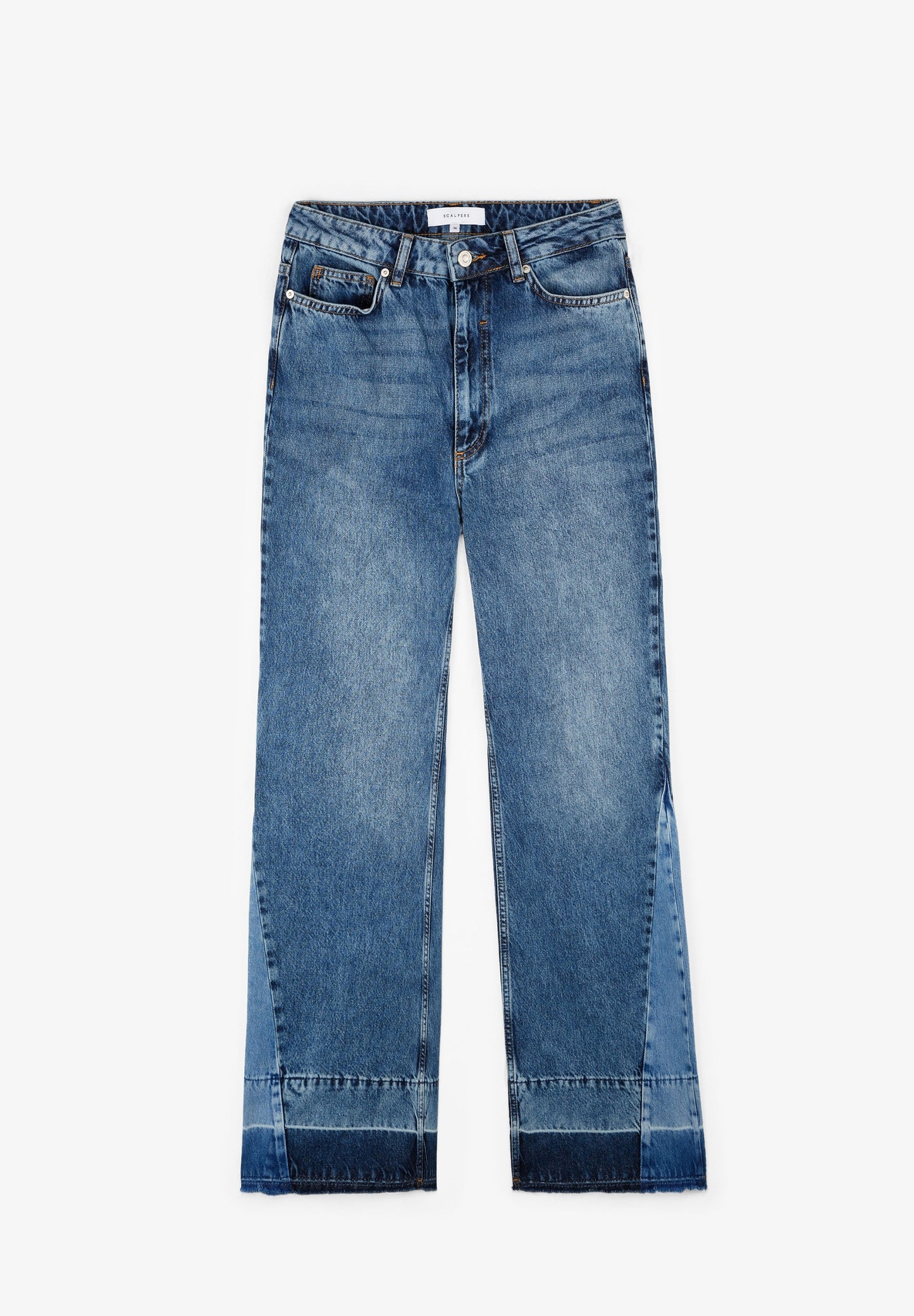 FLARED JEANS WITH PATCH ON THE HEM