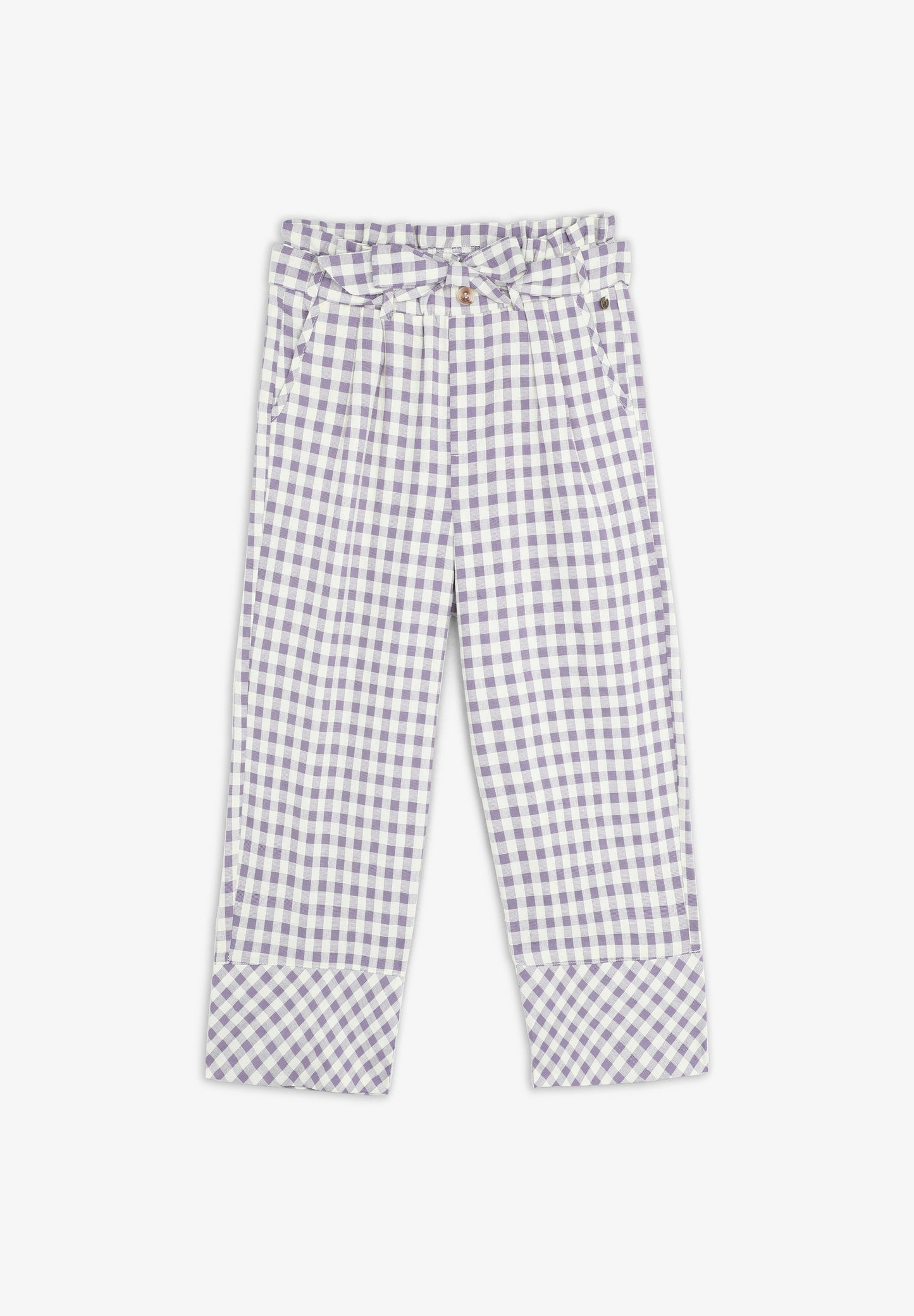 GINGHAM TROUSERS WITH TIE WAIST