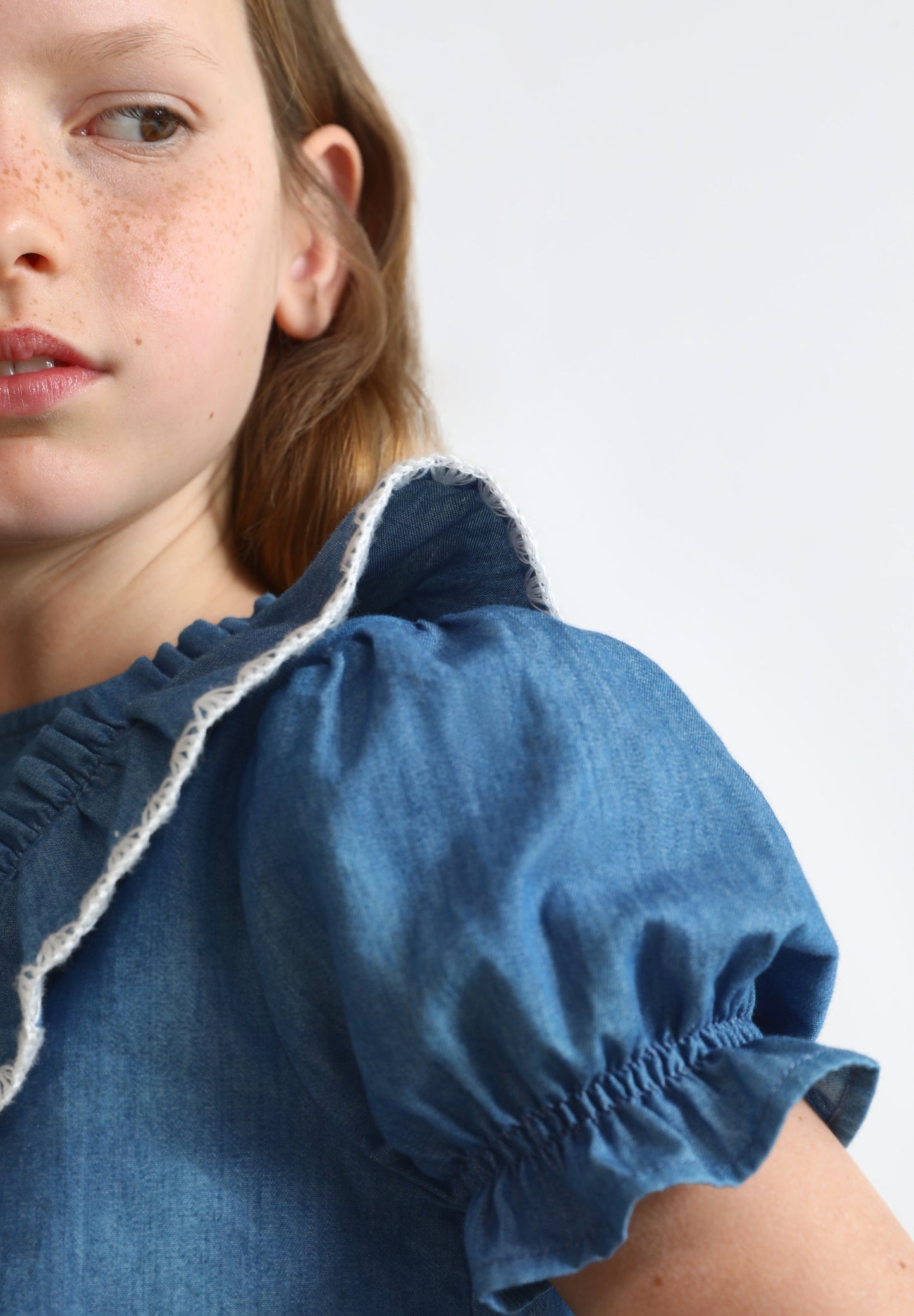 DENIM SHIRT WITH FRILL