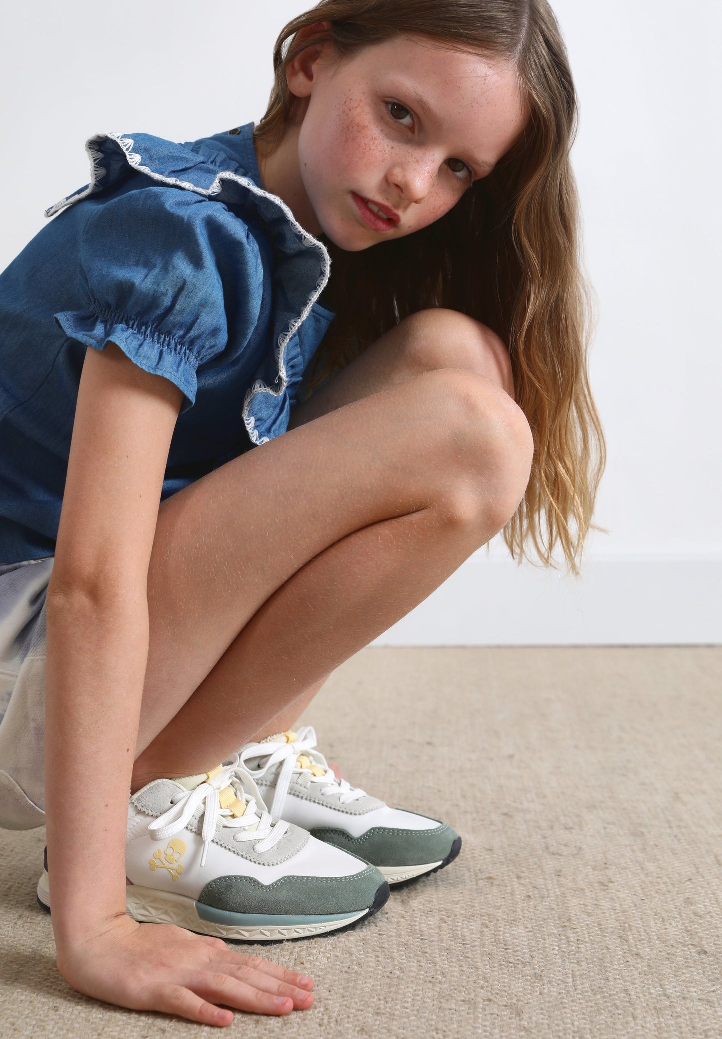 DENIM SHIRT WITH FRILL