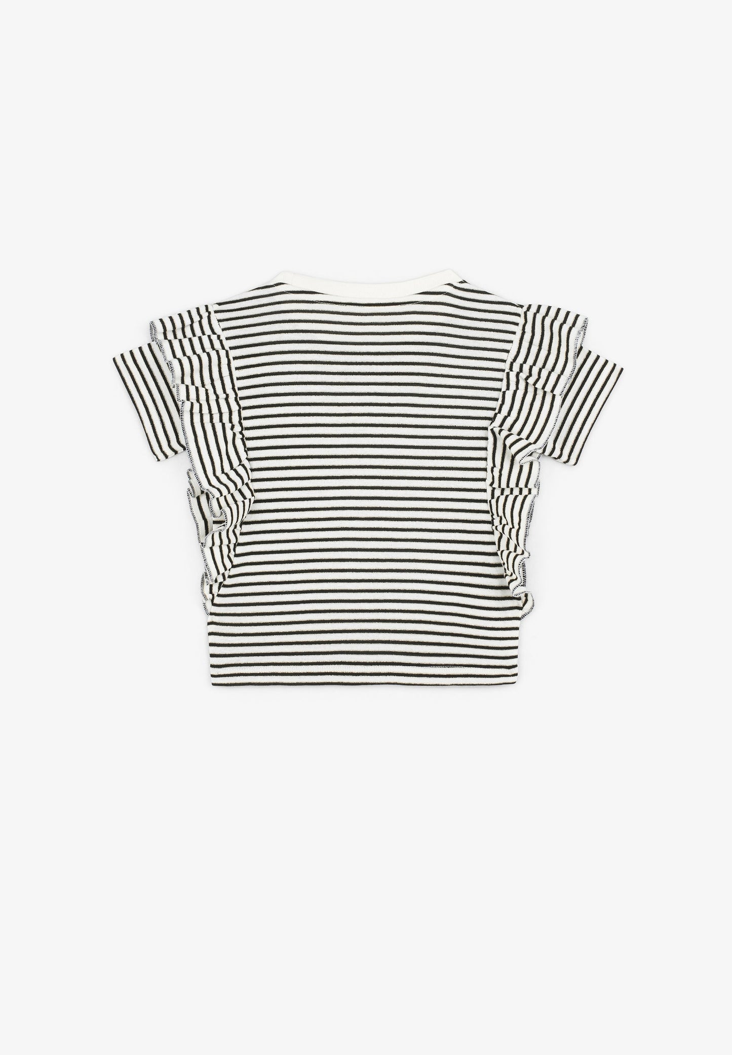STRIPED T-SHIRT WITH RUFFLES