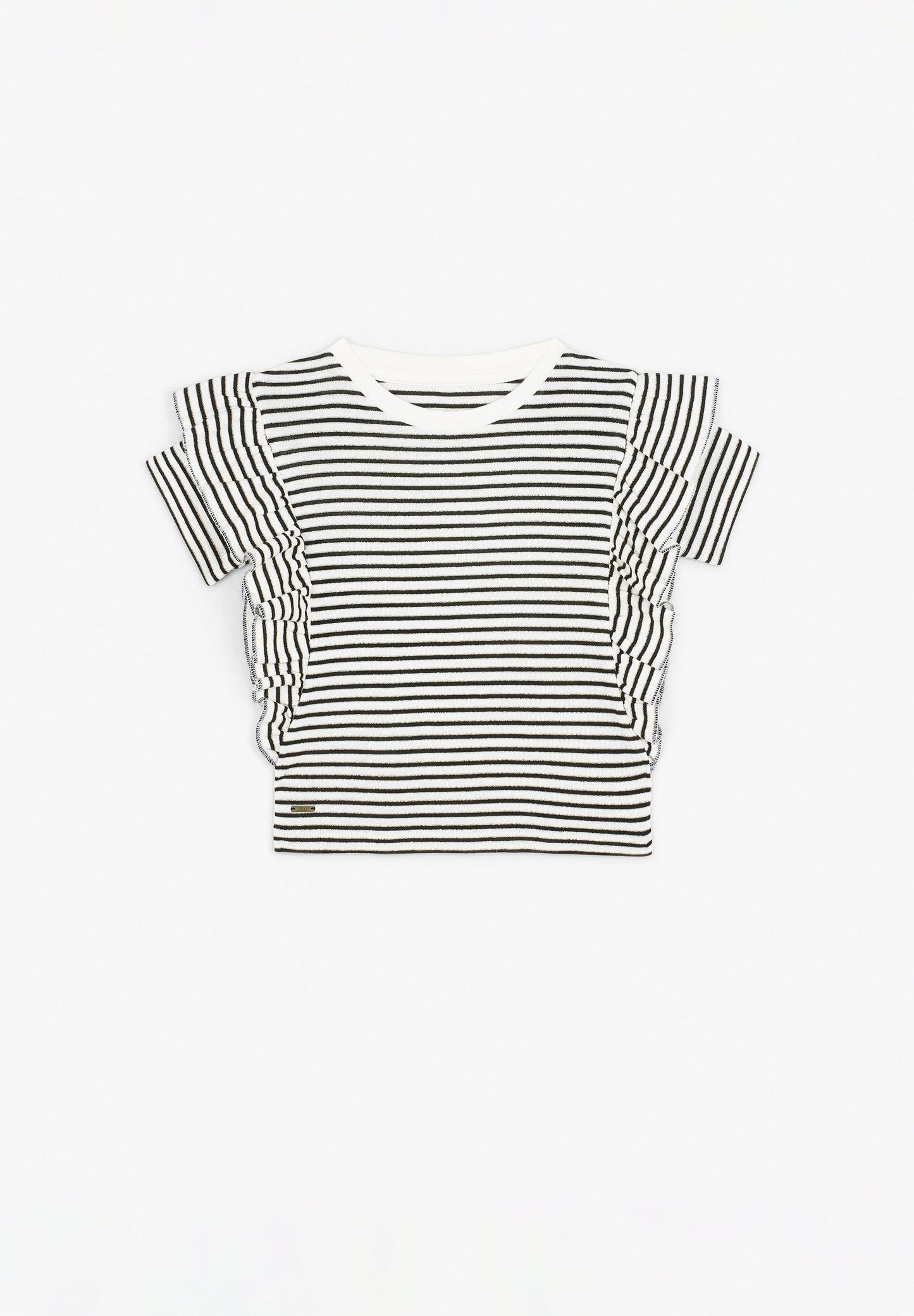 STRIPED T-SHIRT WITH RUFFLES