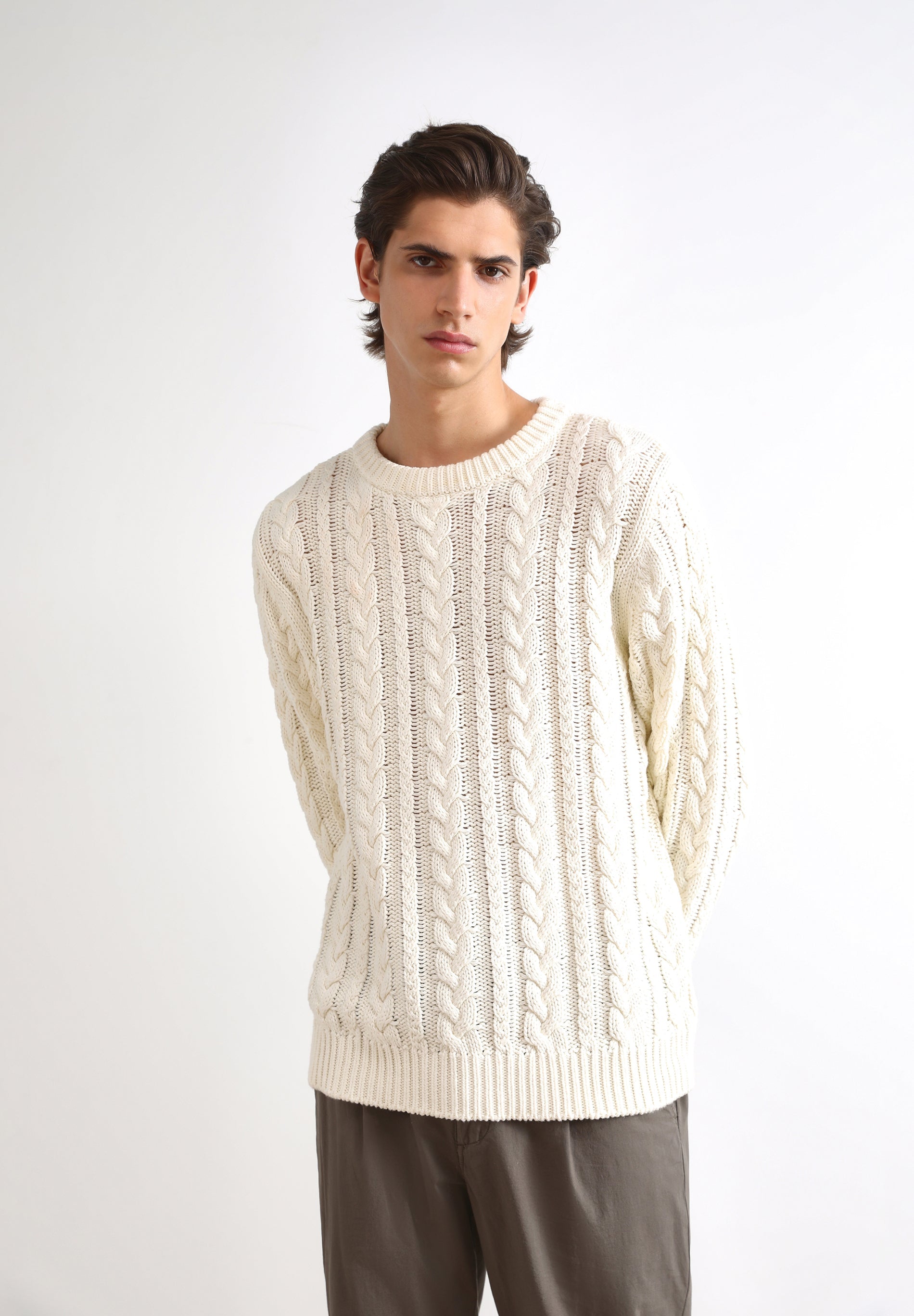 CABLE-KNIT SWEATER