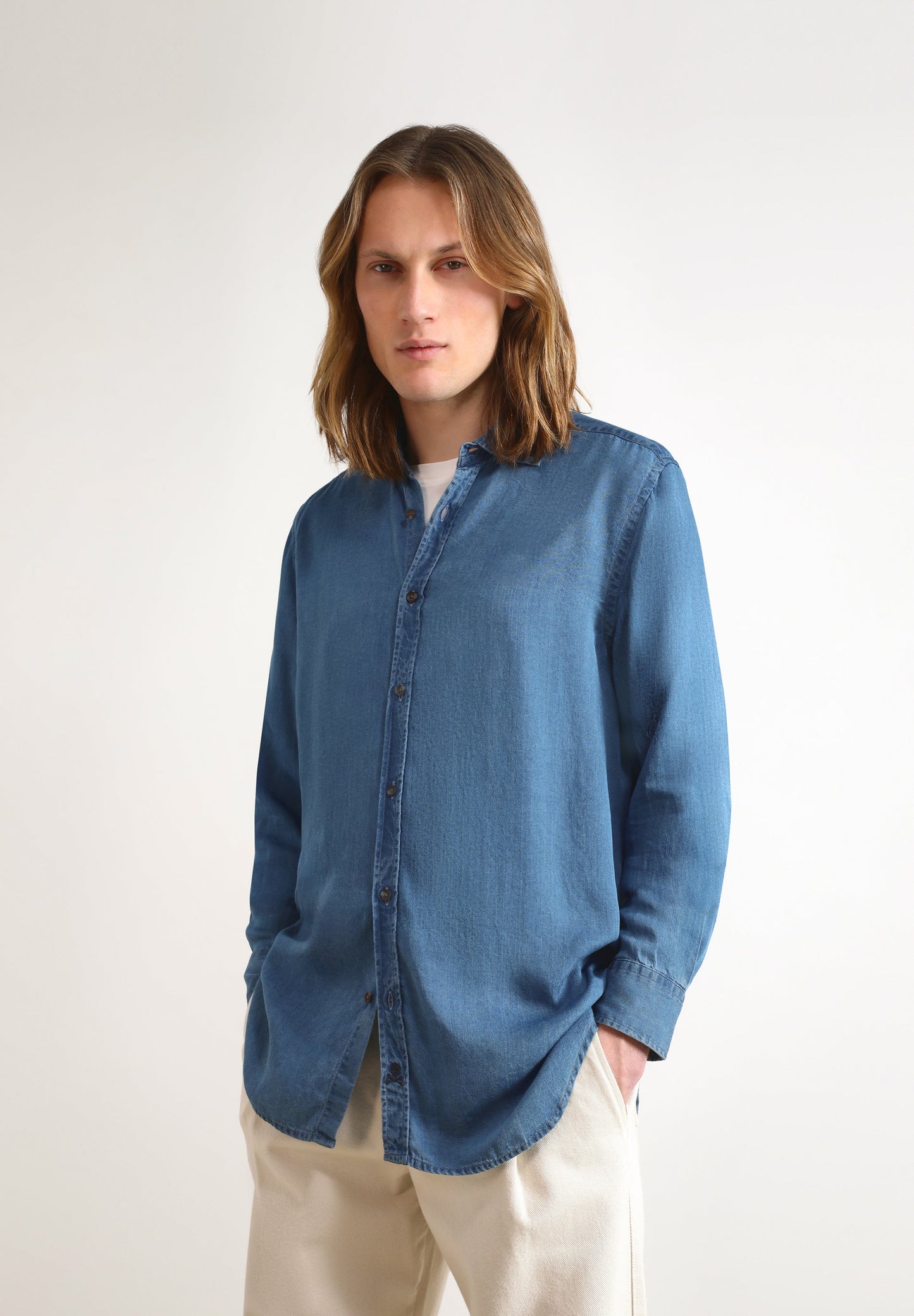 DENIM SHIRT WITH SKULL FLAP