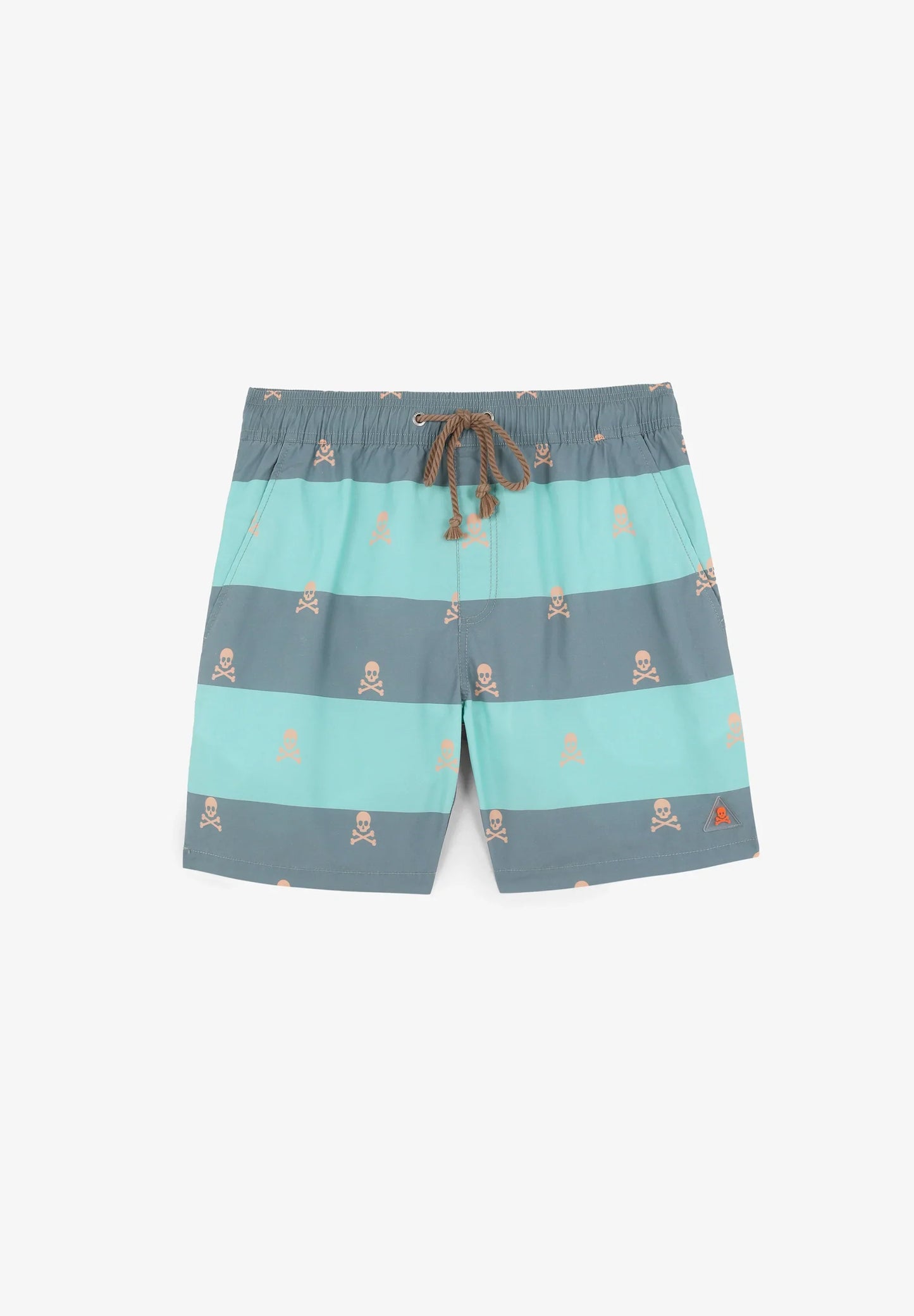 SWIMMING TRUNKS WITH STRIPES AND SKULLS