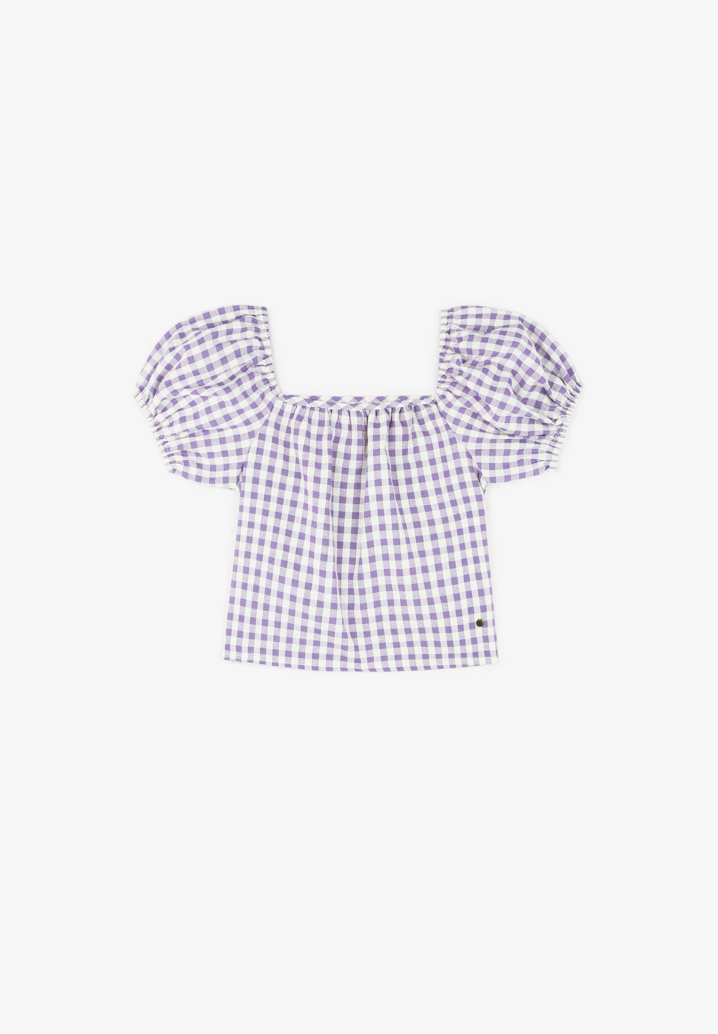 GINGHAM BLOUSE WITH PUFF SLEEVES