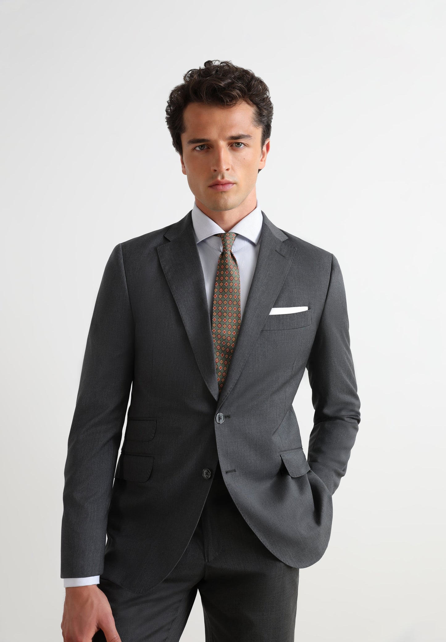 GREY WOOL TEXTURED SUIT