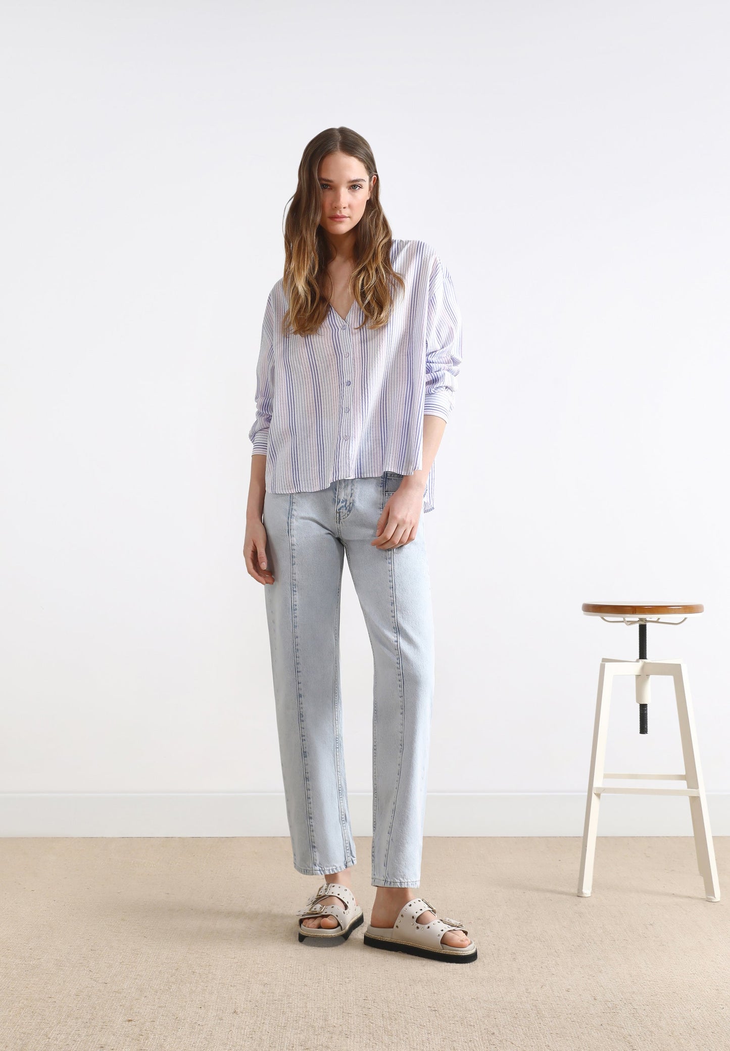 MULTICOLOURED STRIPED BLOUSE