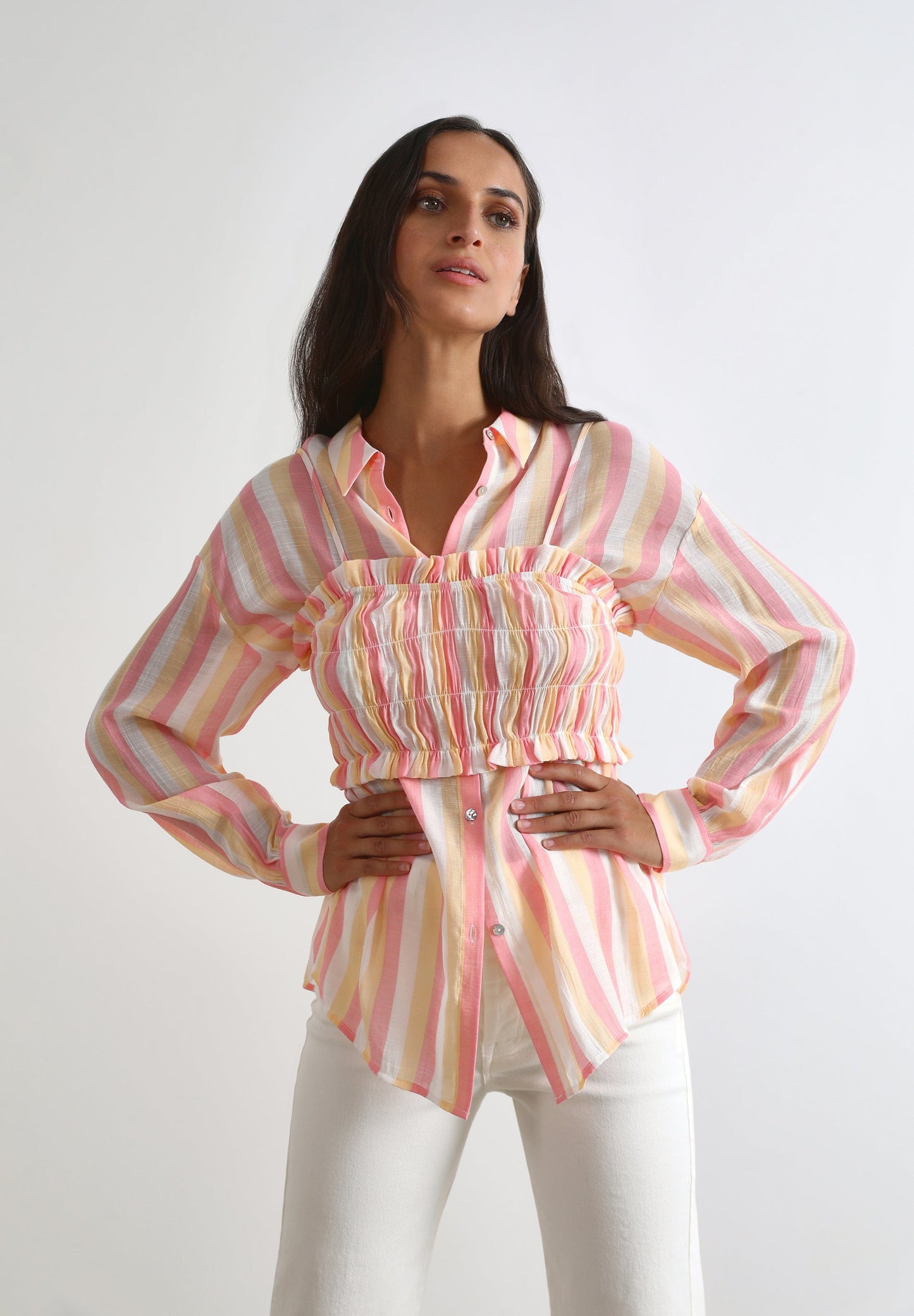 STRIPED SHIRT TOP SET