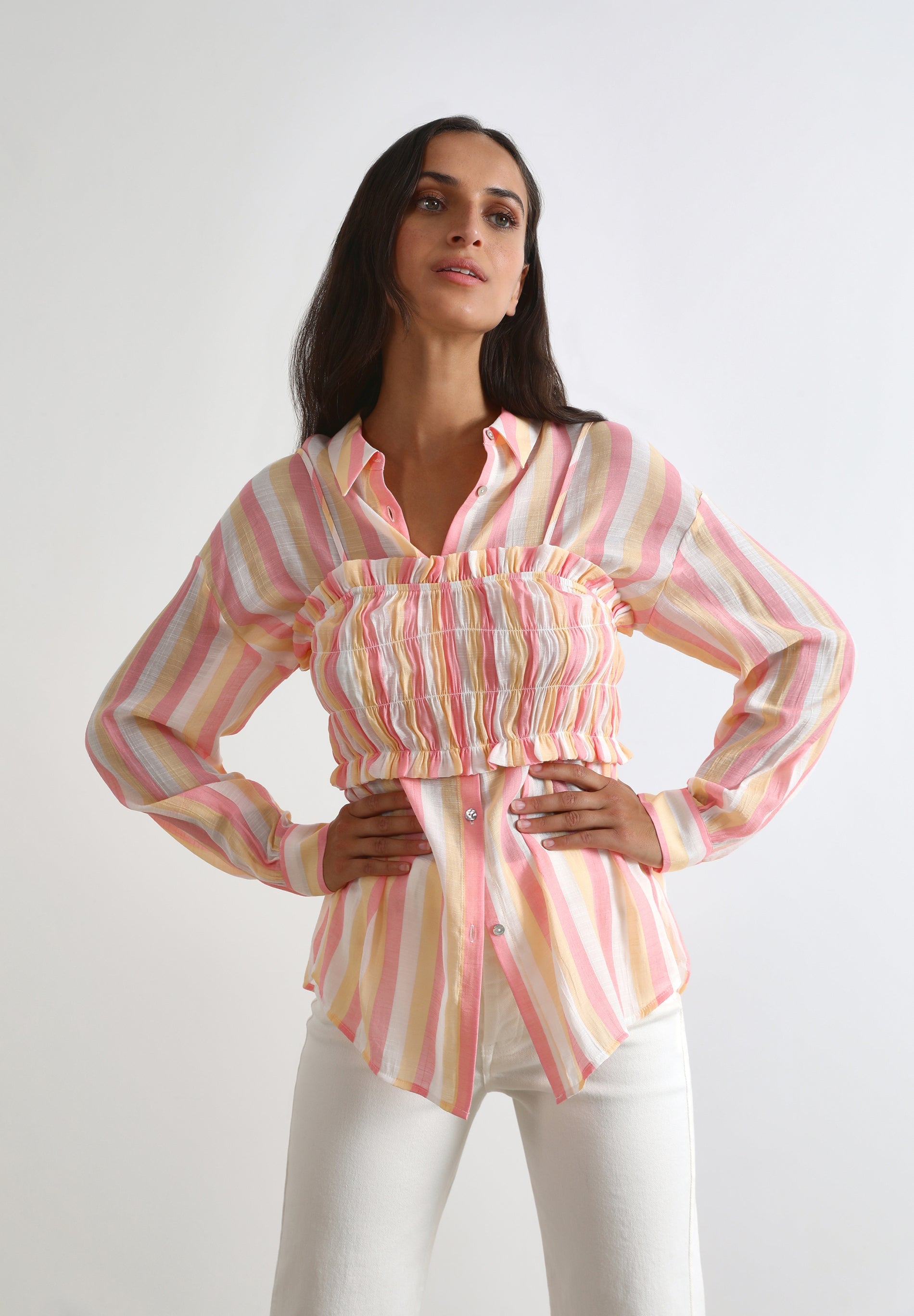 STRIPED SHIRT TOP SET