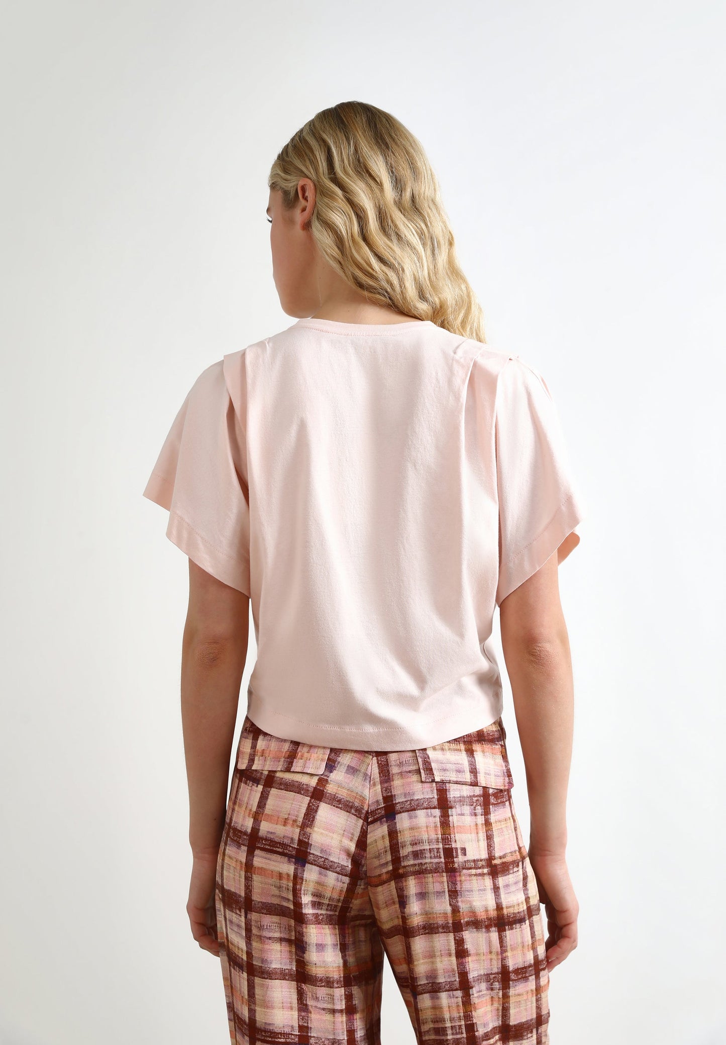 T-SHIRT WITH ROLLED UP SHOULDER