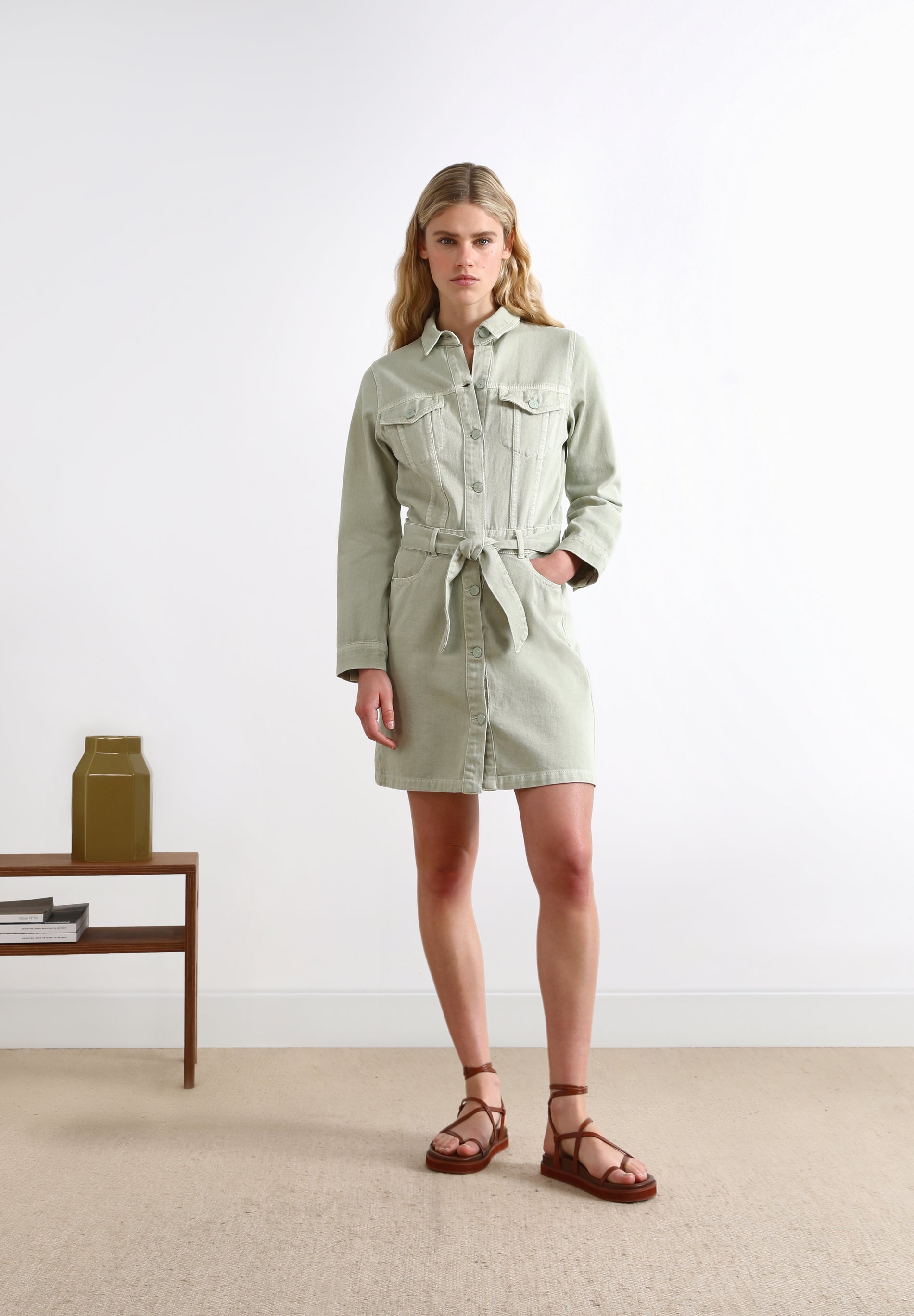 DENIM DRESS WITH BOW