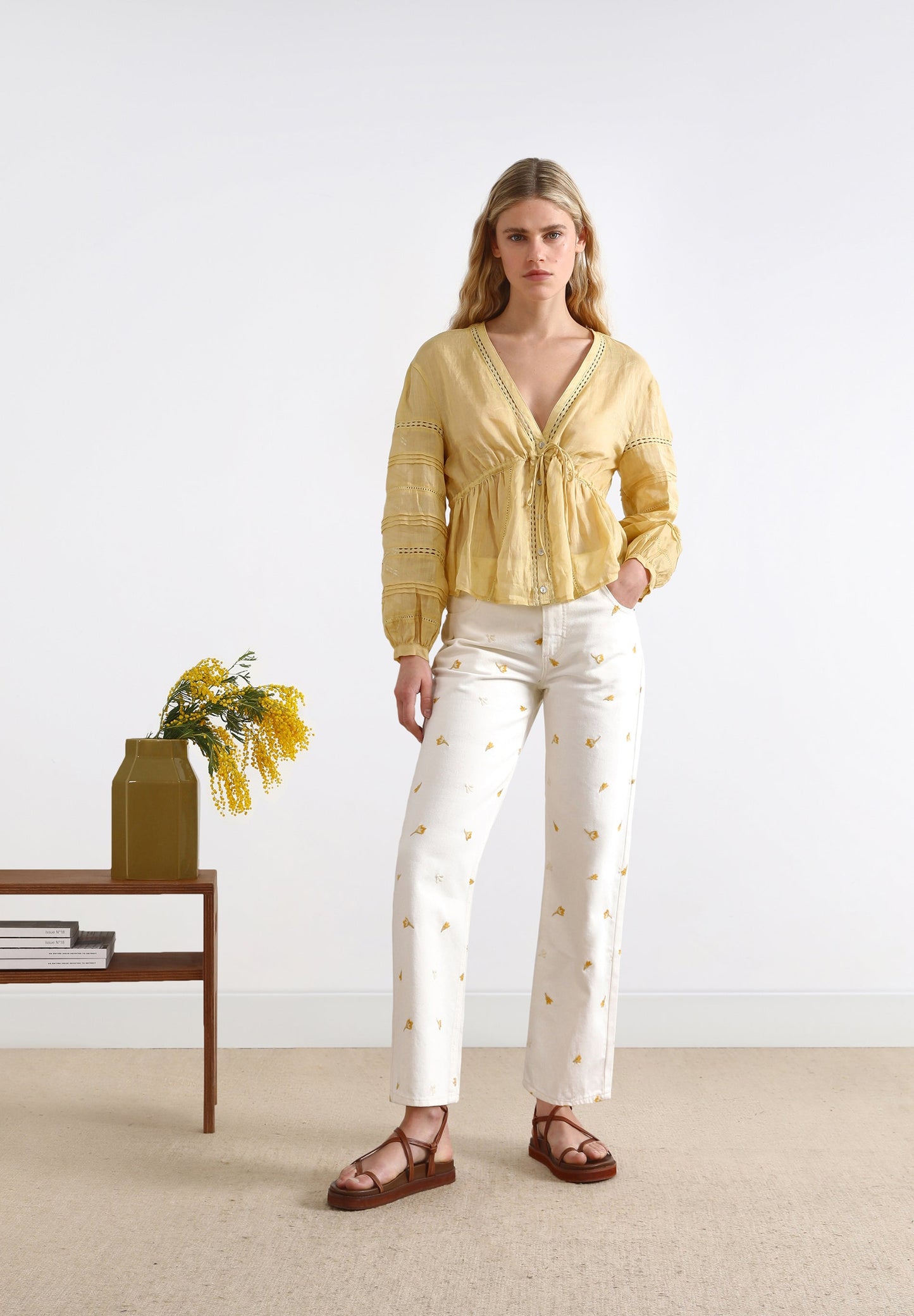 OPENWORK BLOUSE WITH BOW