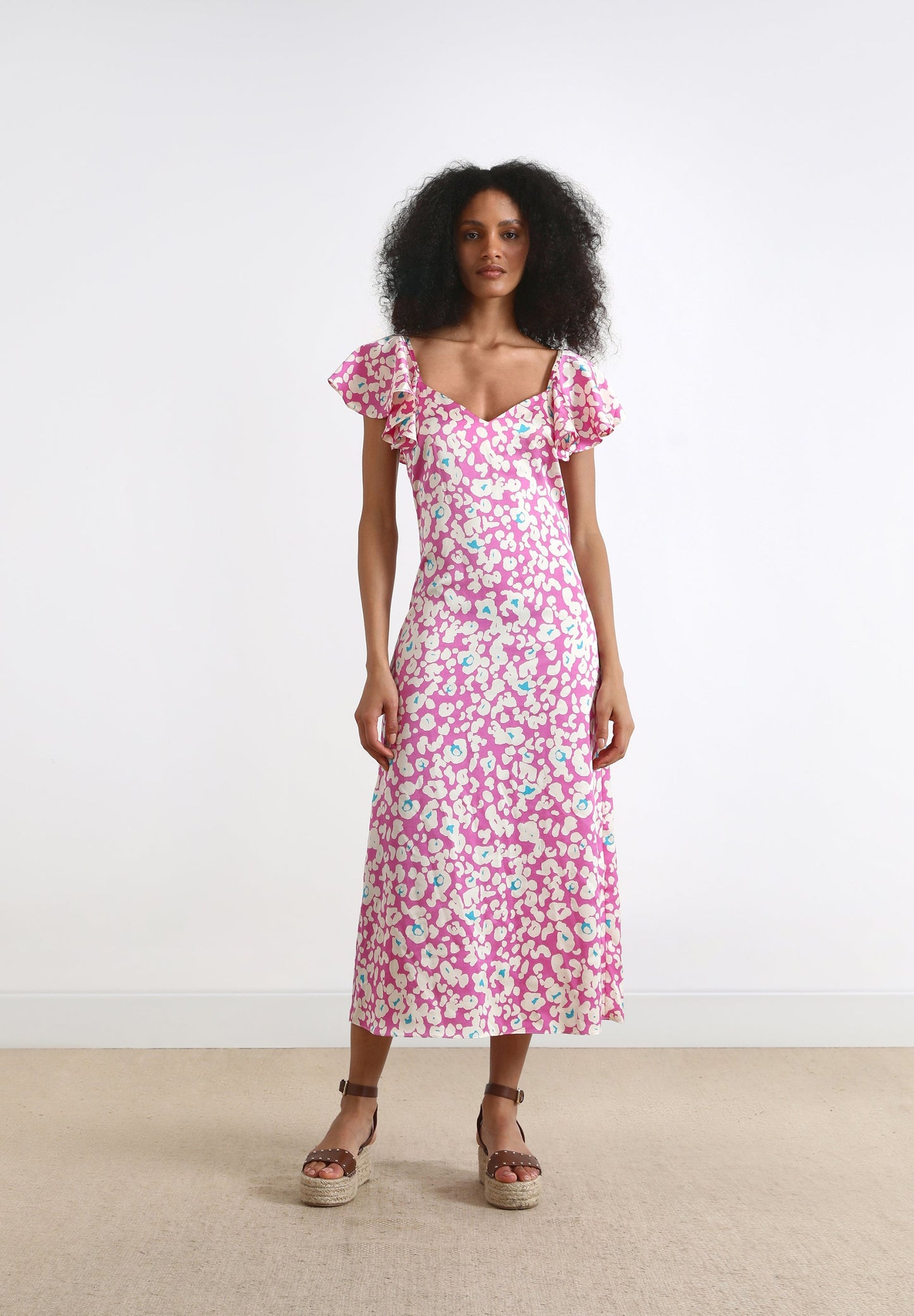 ANIMAL PRINT DRESS RUFFLED SLEEVES