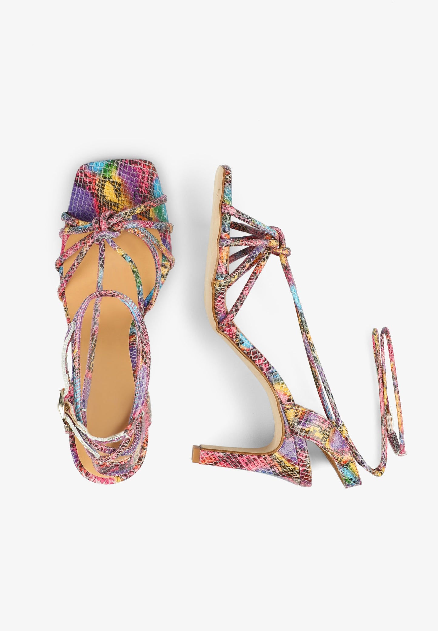MULTICOLOURED HIGH HEEL SANDALS