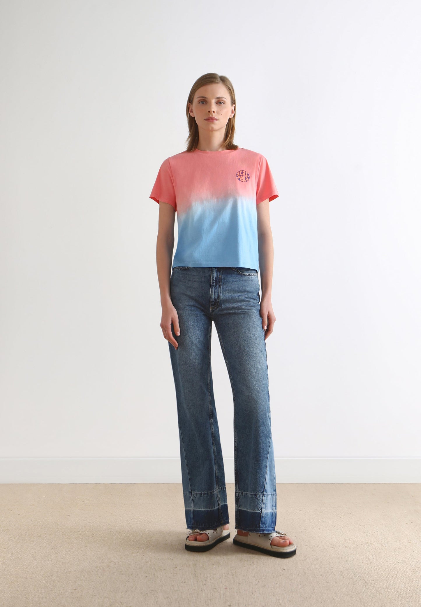 TWO-TONE T-SHIRT WITH LOGO