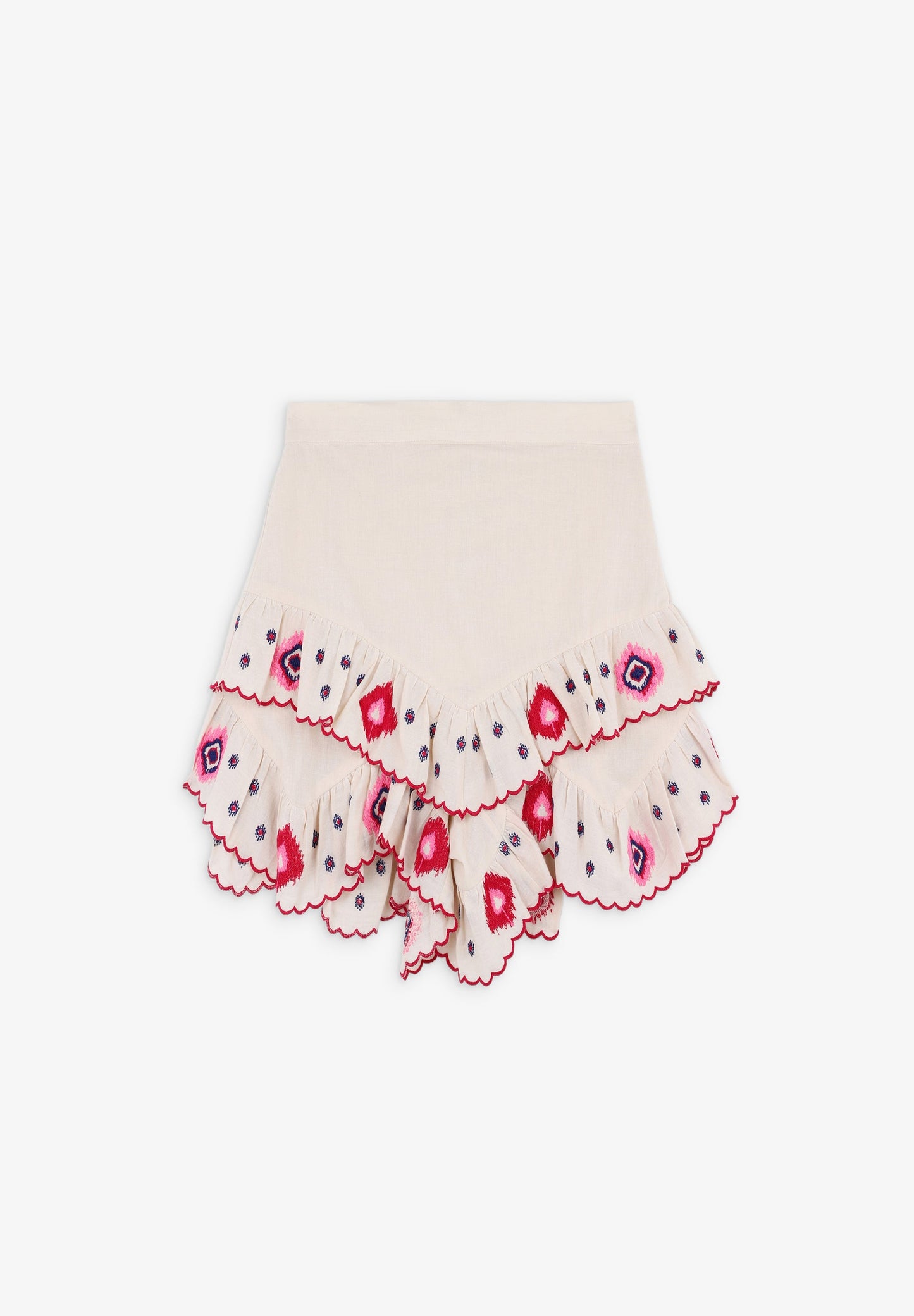 RUFFLED SHORTS WITH EMBROIDERY