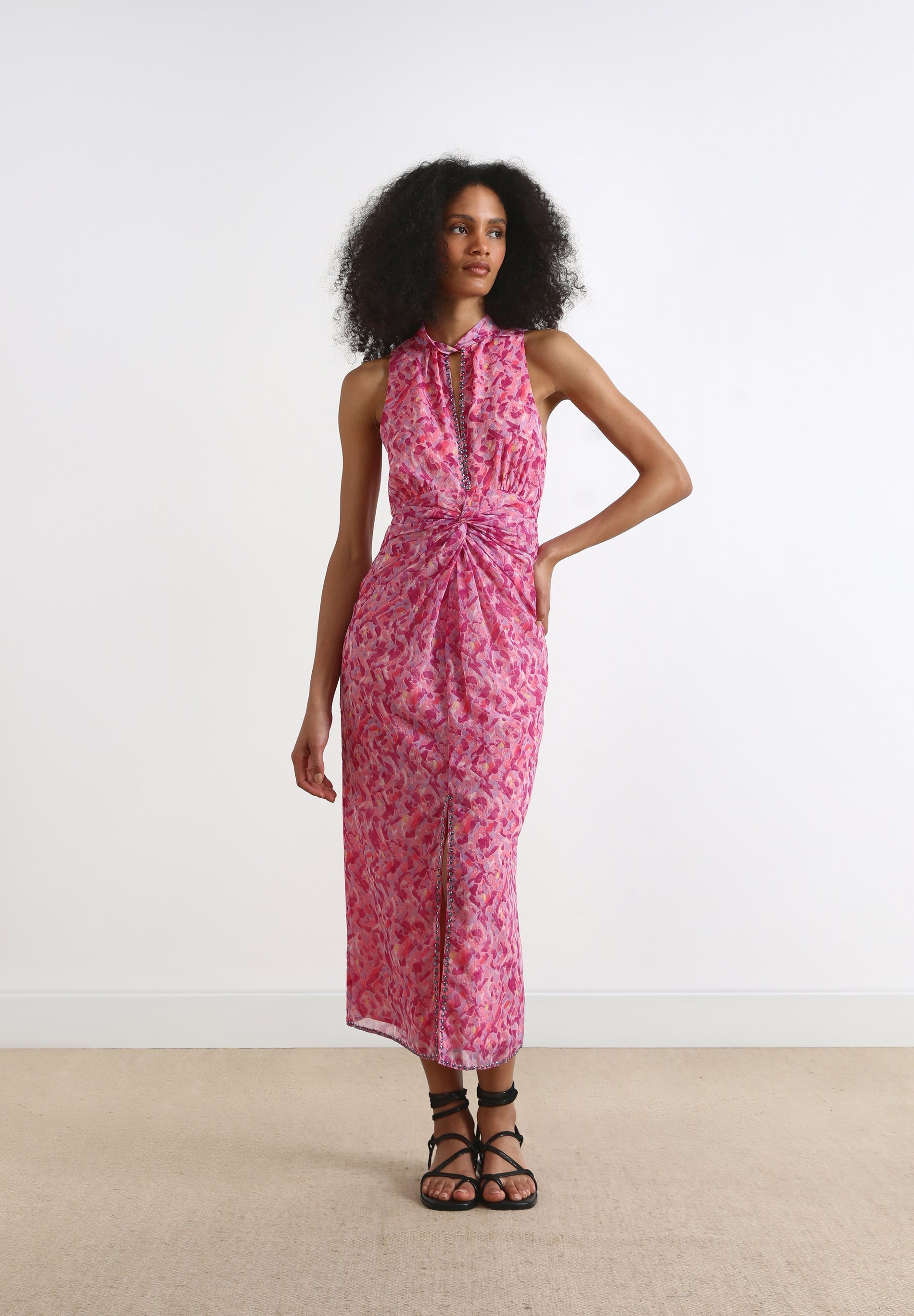 HALTER DRESS WITH OPEN NECKLINE