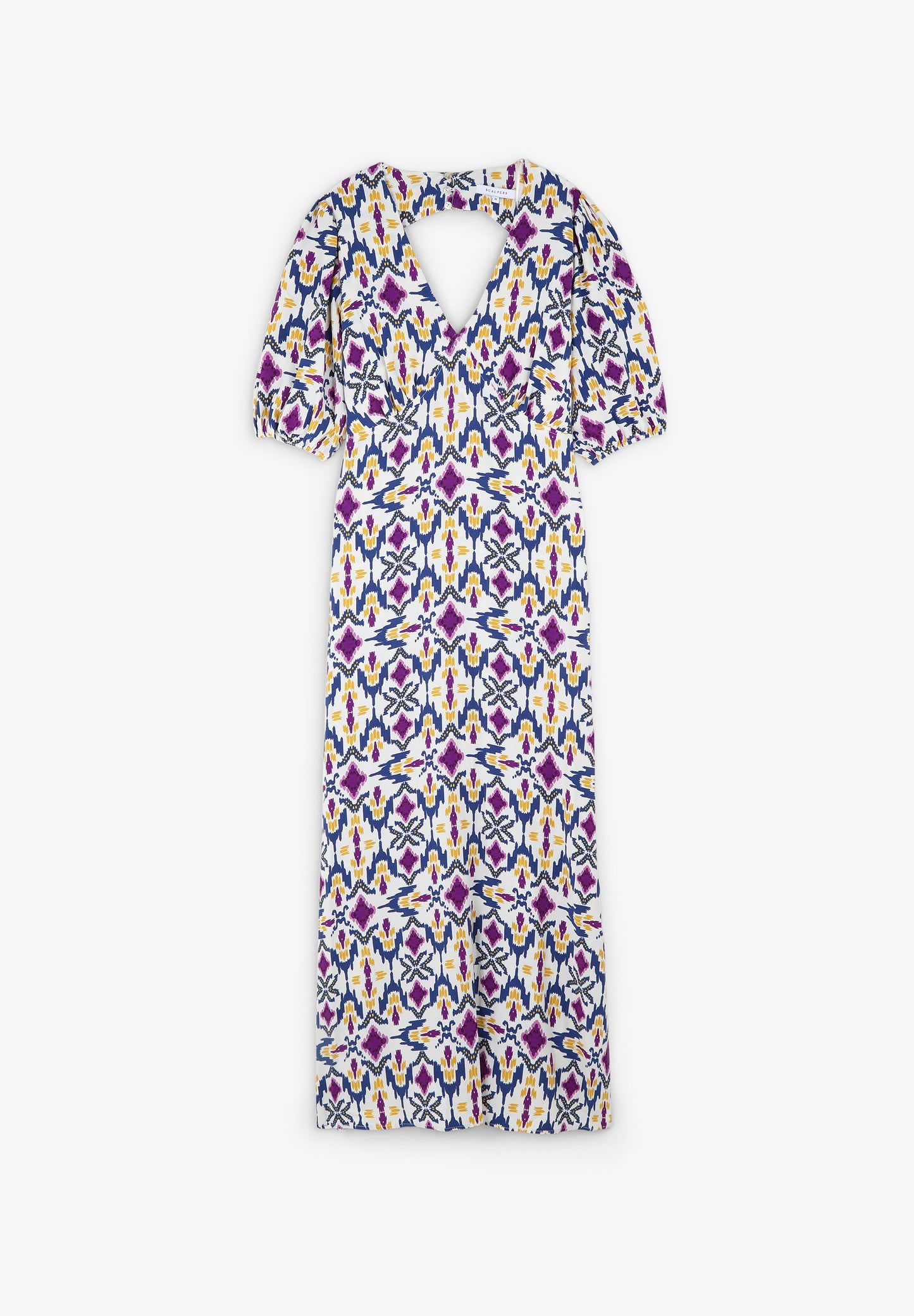 PRINTED MIDI DRESS WITH BACK VENT