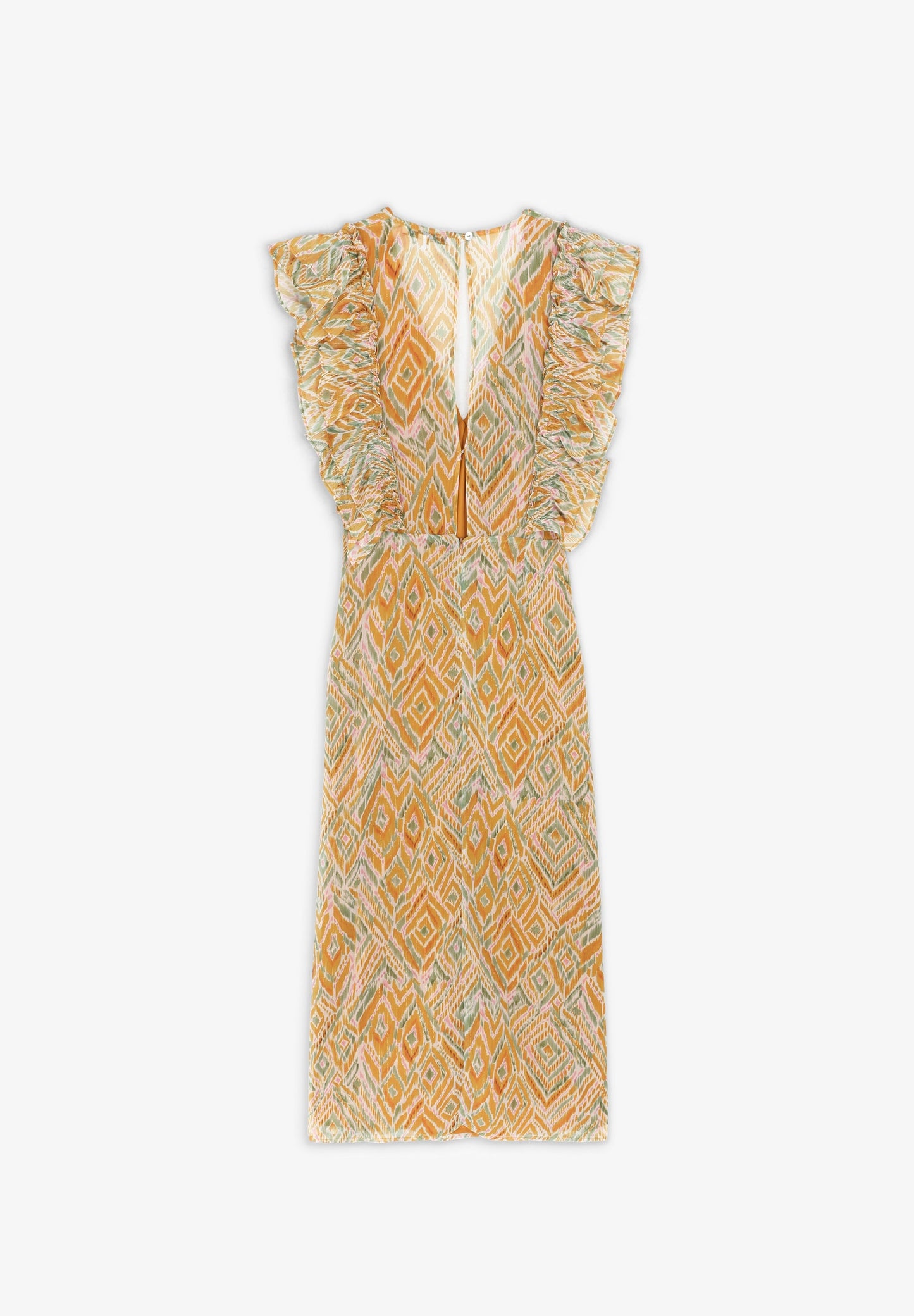 MIDI DRESS WITH RUFFLED SLEEVES