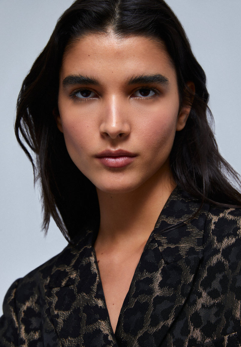 CROPPED ANIMAL PRINT BLAZER
