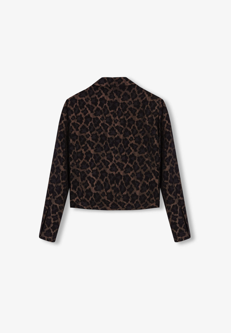 CROPPED ANIMAL PRINT BLAZER