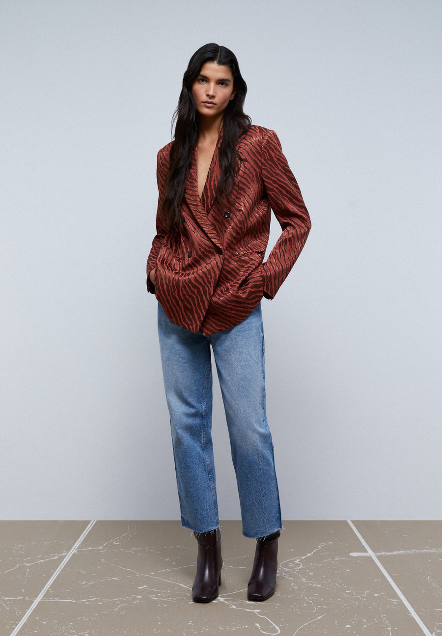 SATIN ANIMAL PRINT BLAZER