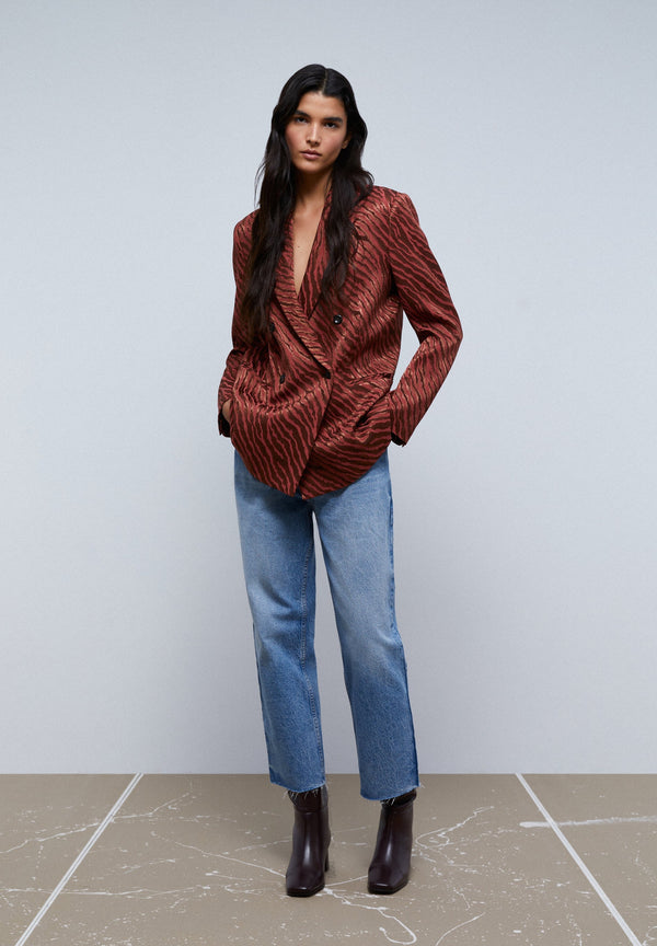 SATIN ANIMAL PRINT BLAZER