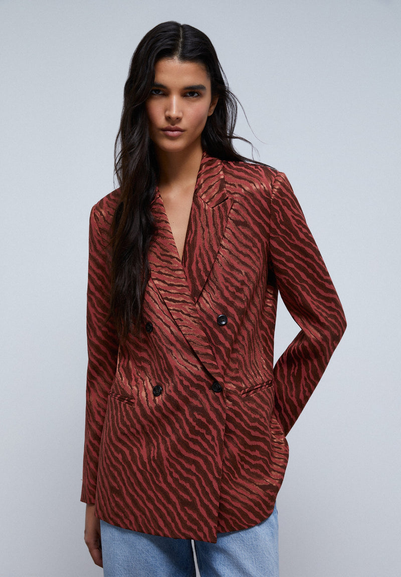 SATIN ANIMAL PRINT BLAZER