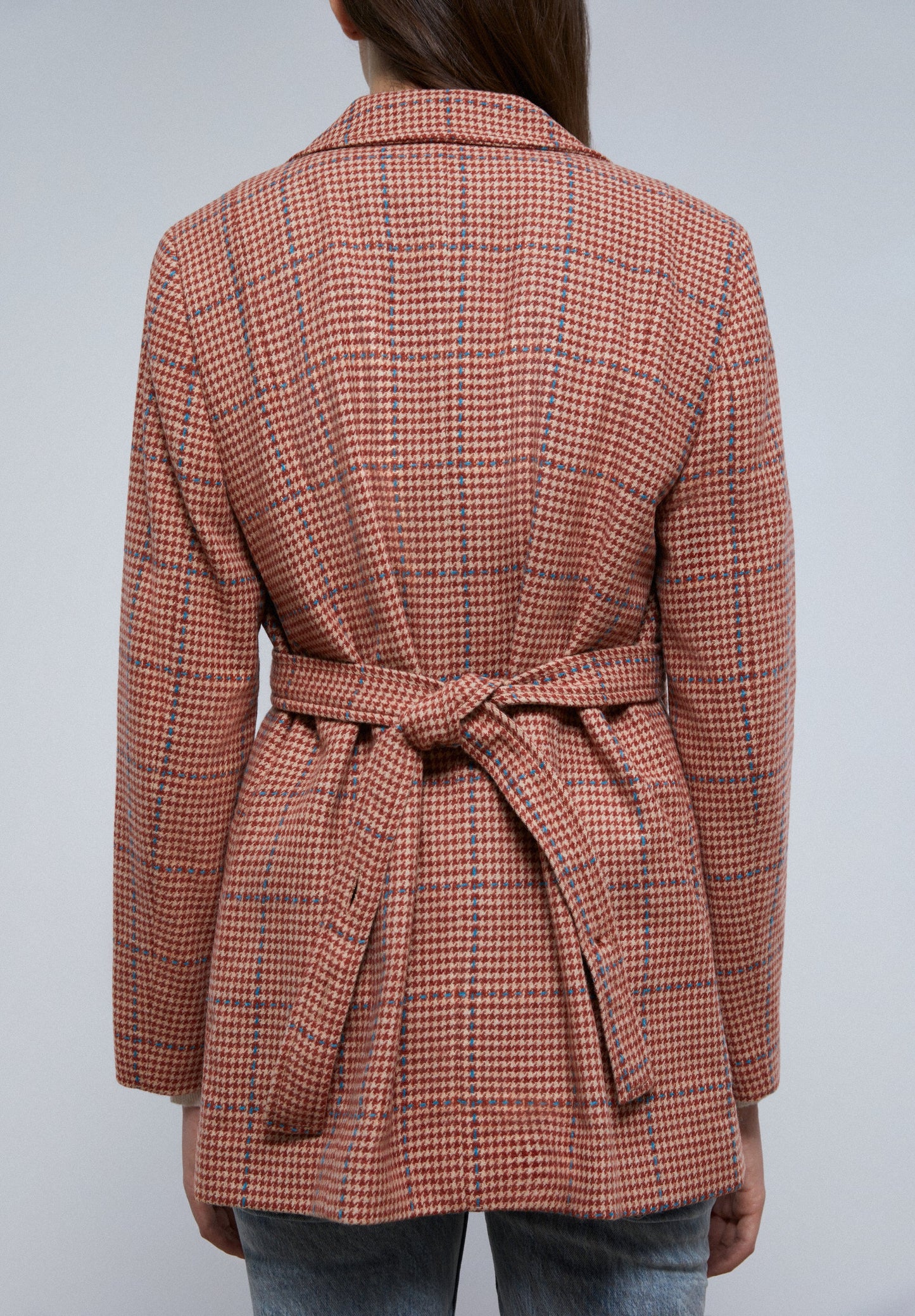 CHECK BLAZER WITH BELT