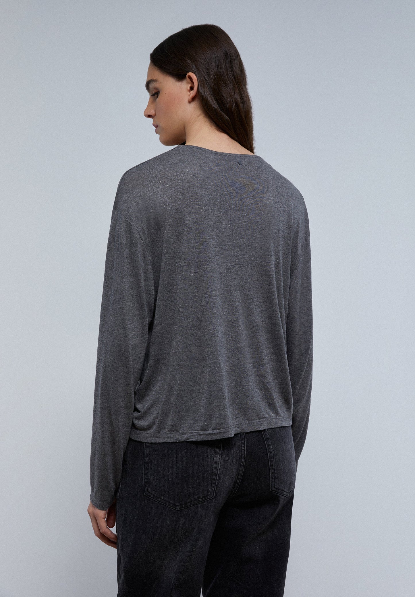 LUREX T-SHIRT WITH KNOT DETAIL