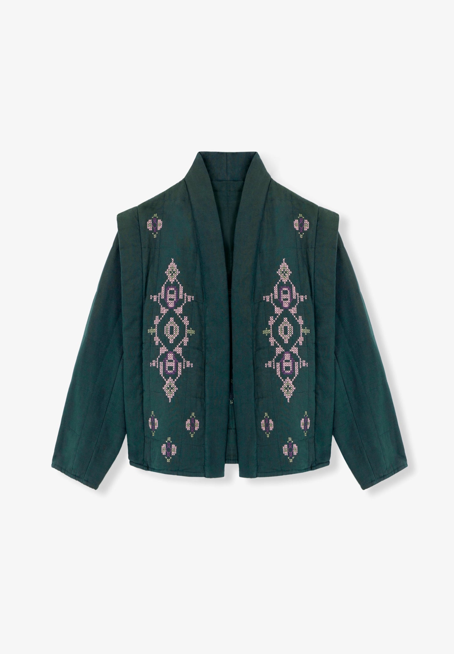 QUILTED CARDIGAN WITH EMBROIDERED DETAILS