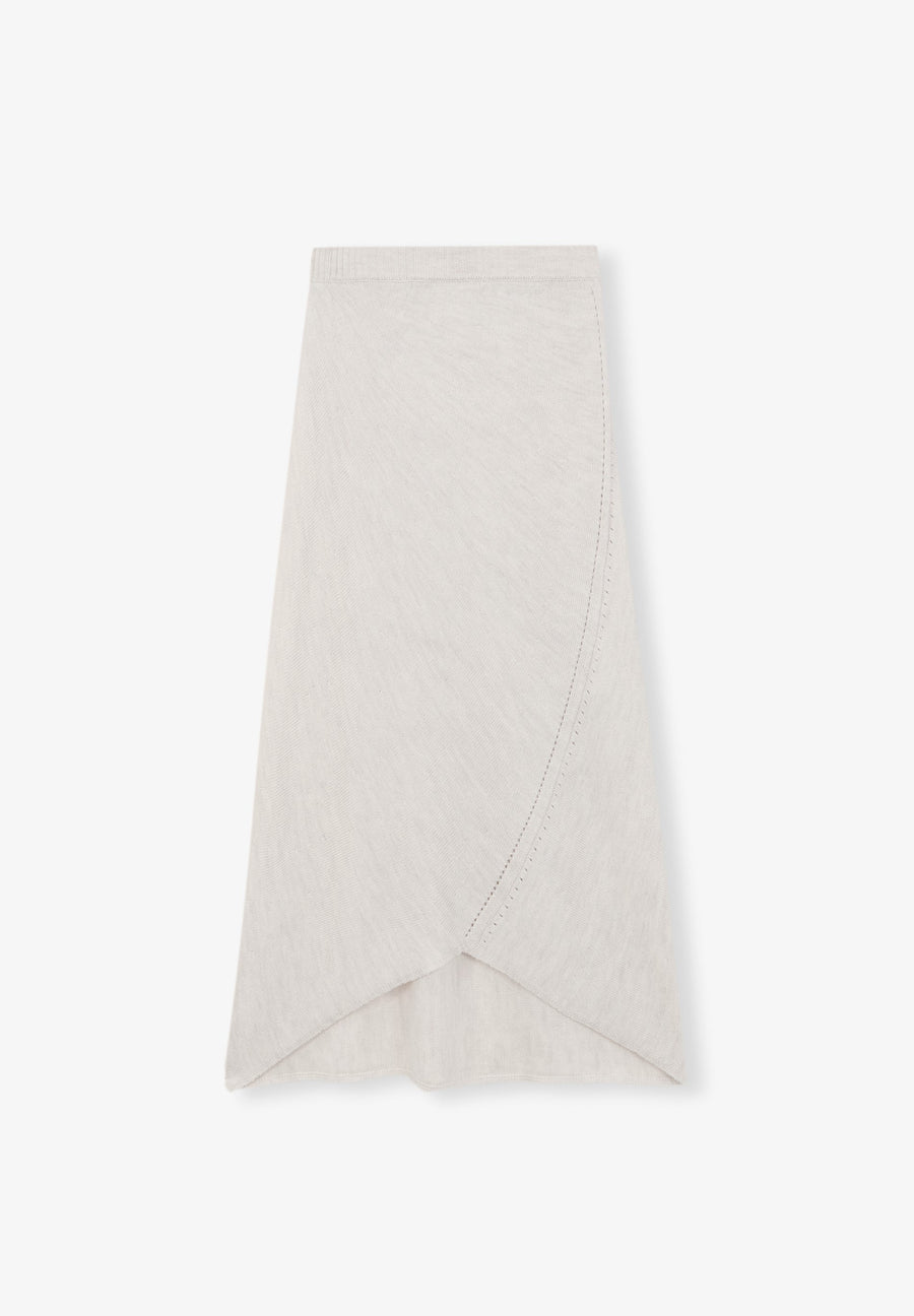 MIDI KNIT SKIRT WITH ASYMMETRIC HEM